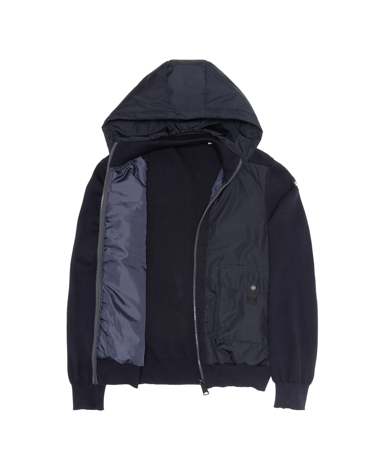 Giubbotto militare blu navy scuro in due materiali