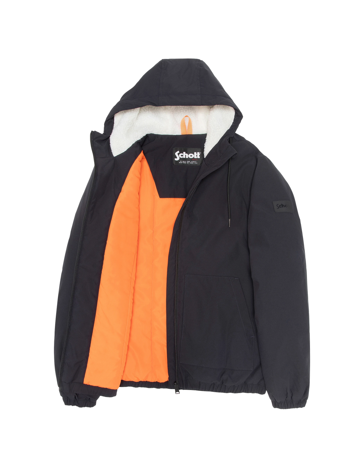 Chaqueta con capucha y forro de sherpa azul marino