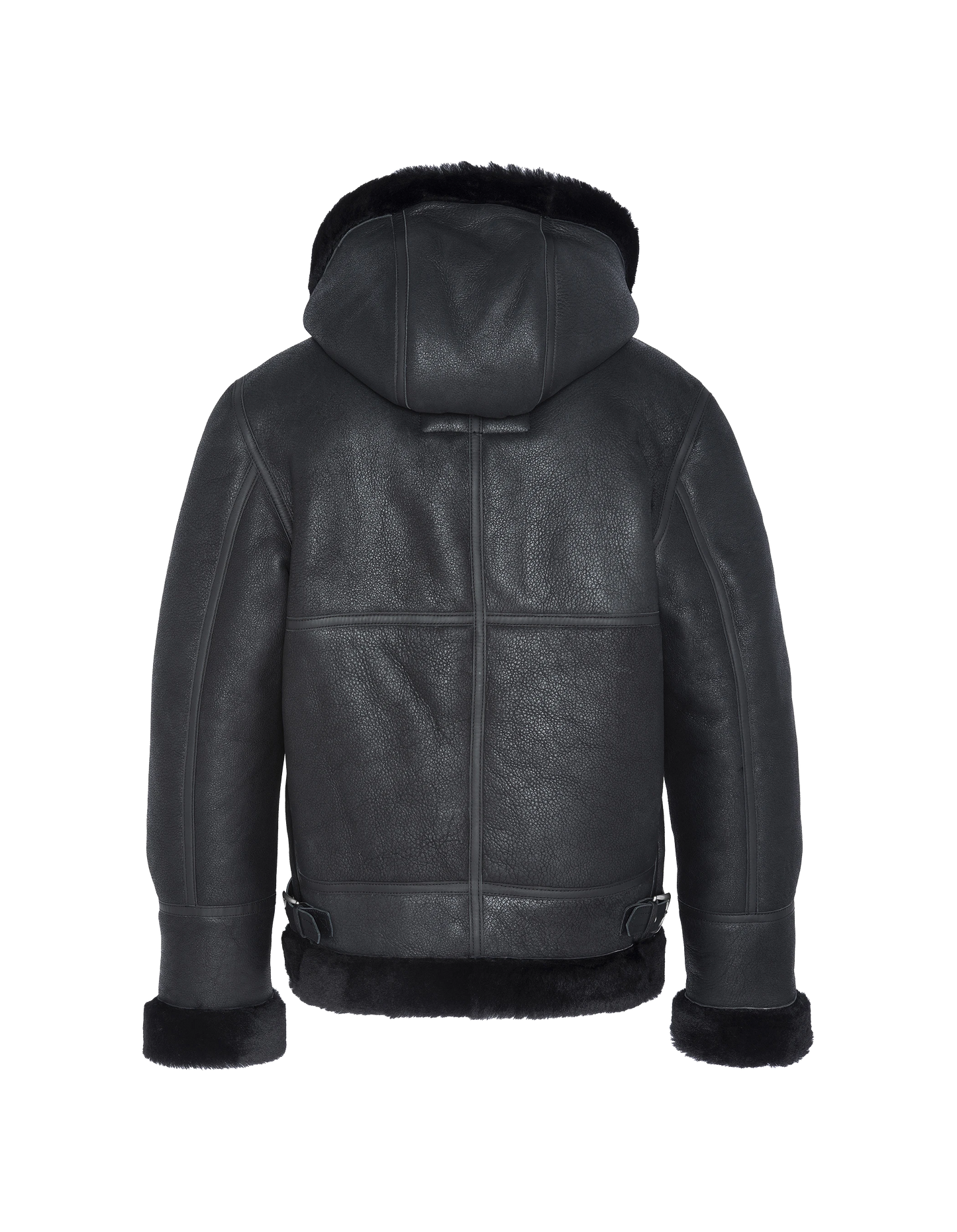 Bomber B-3 Black to hood, sheep leather