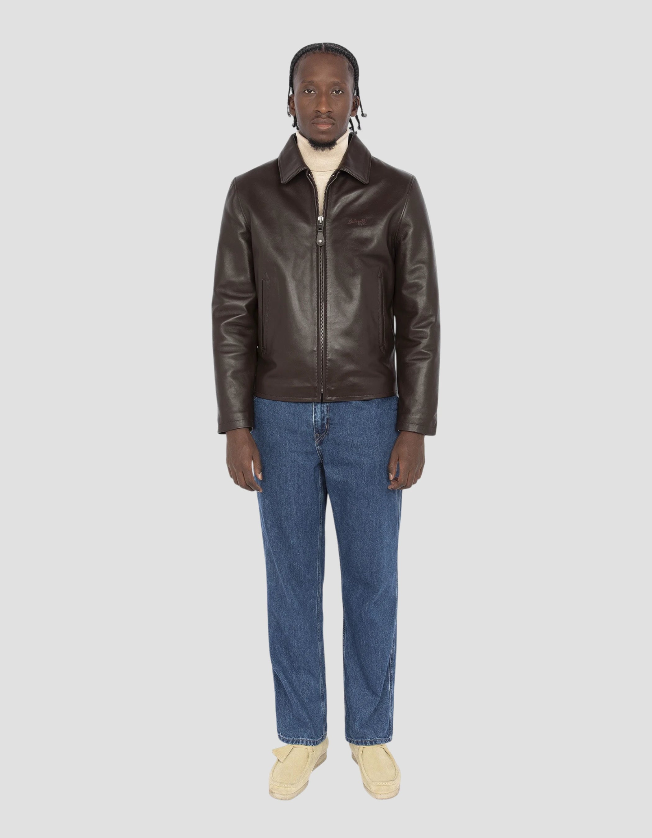 Dark brown casual jacket, cowhide leather - LC5100 | Schott NYC®