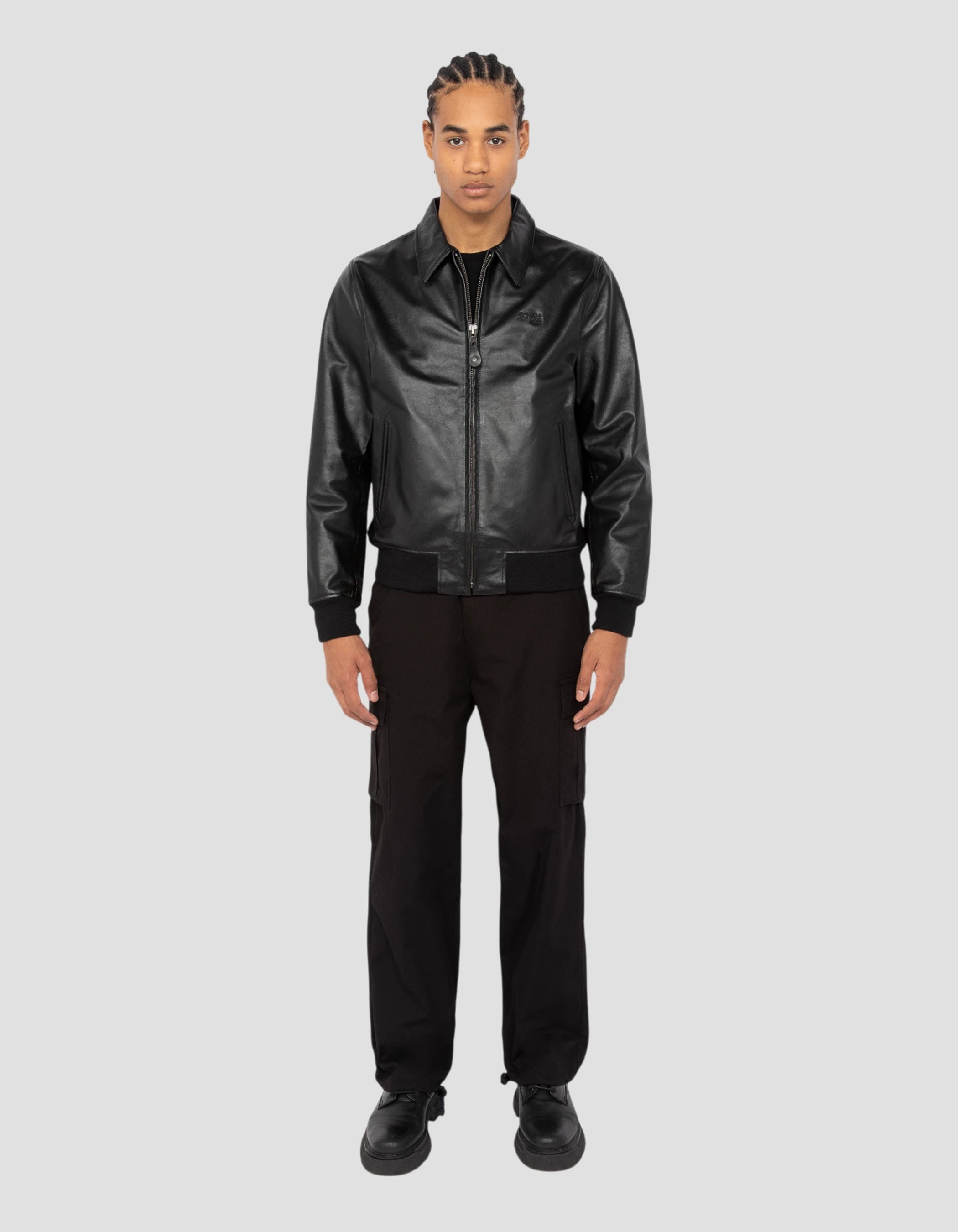 Light black casual jacket, cowhide leather - LC5100RIB2 | Schott NYC®