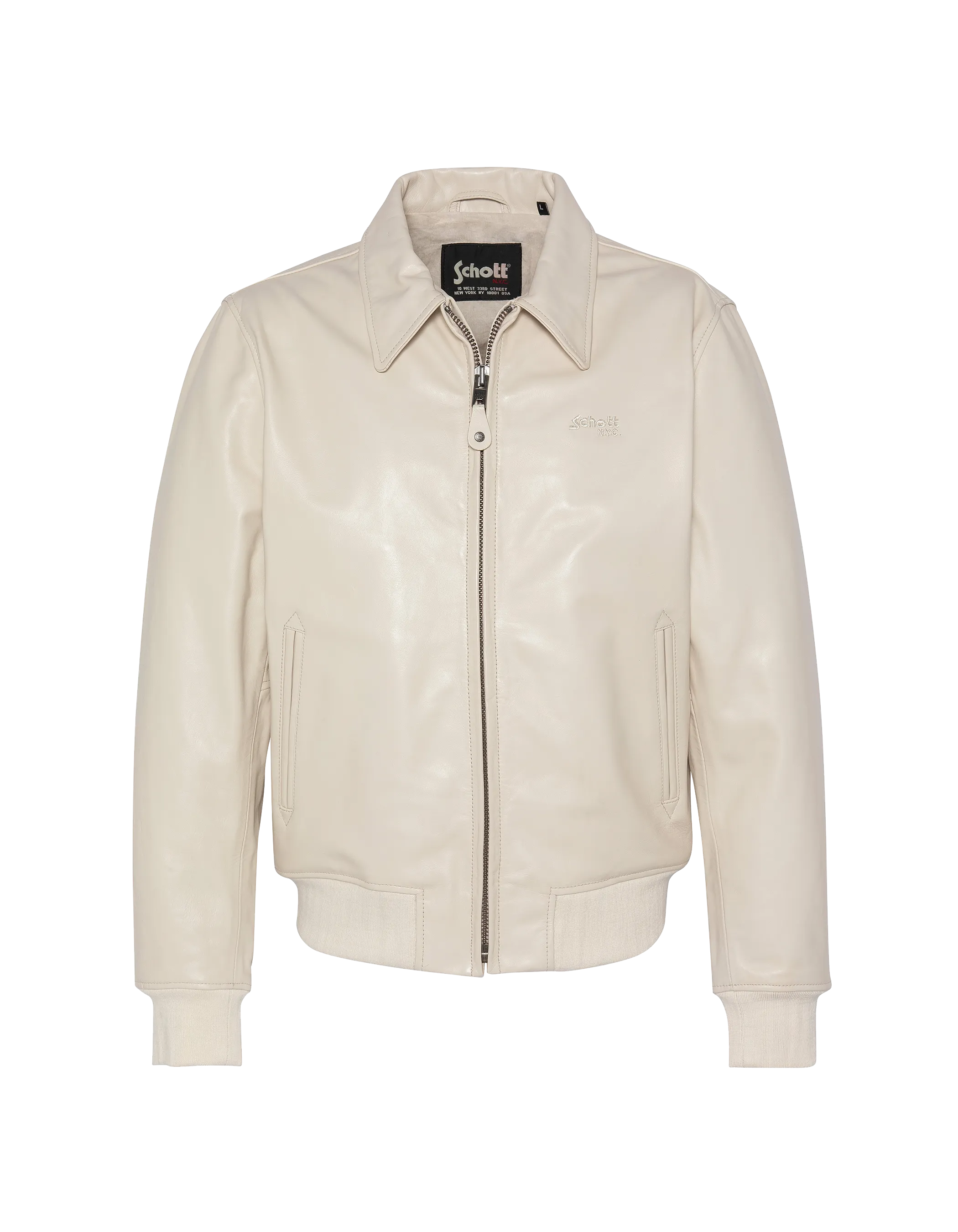 Light white casual jacket, cowhide leather LC5100RIB2 Schott NYC®