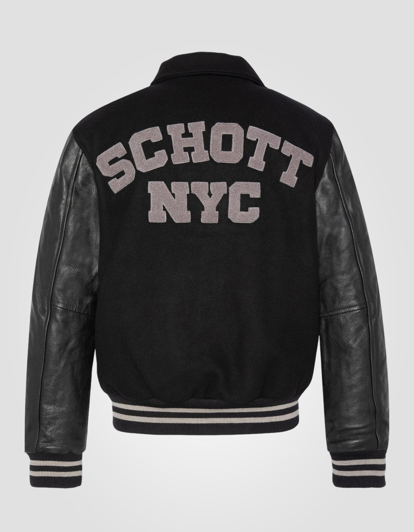 Blouson teddy à col, cuir de vachette