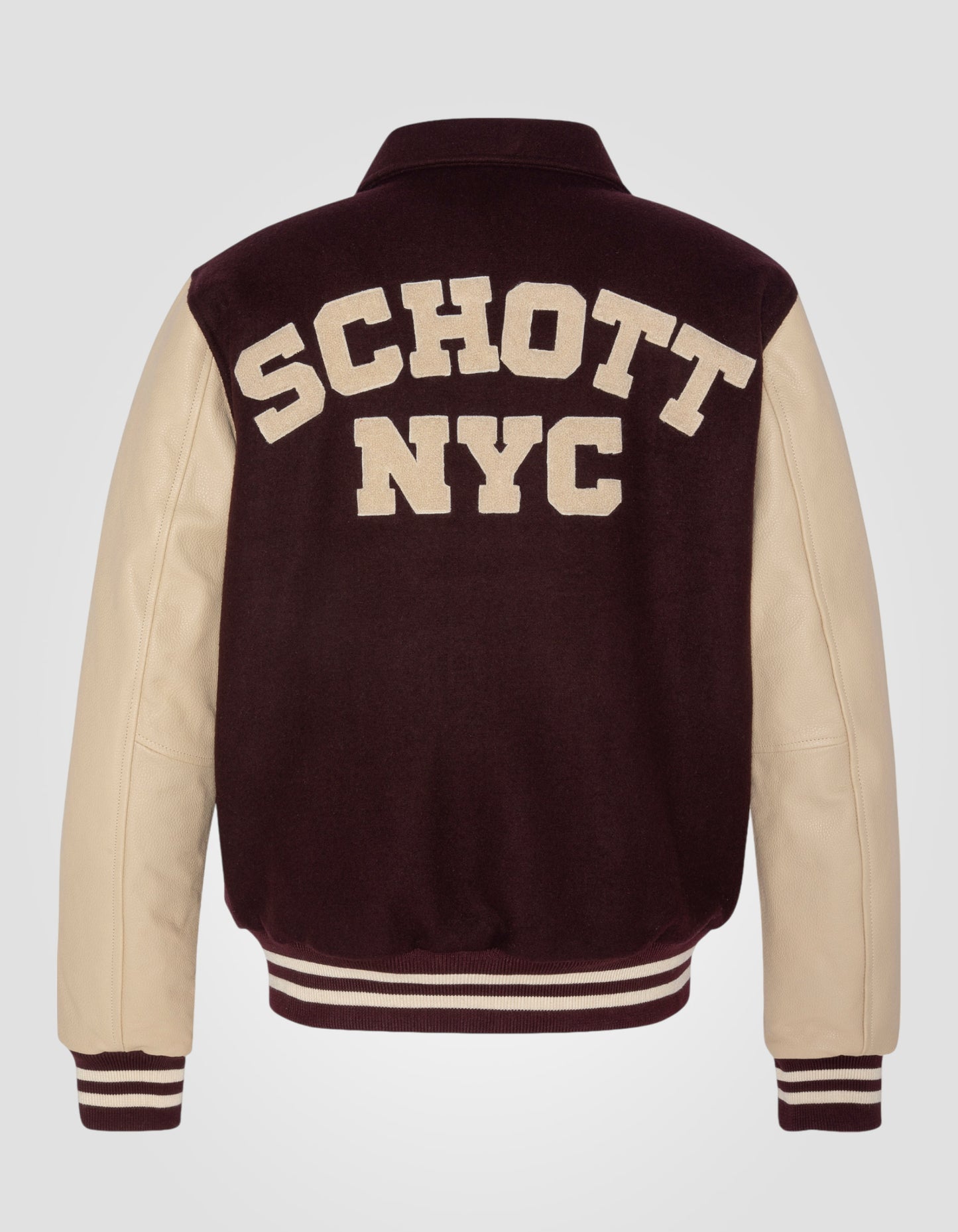 Giacca per orsacchiotto a Bordeaux e collare beige, cuoio in pelle di mucca