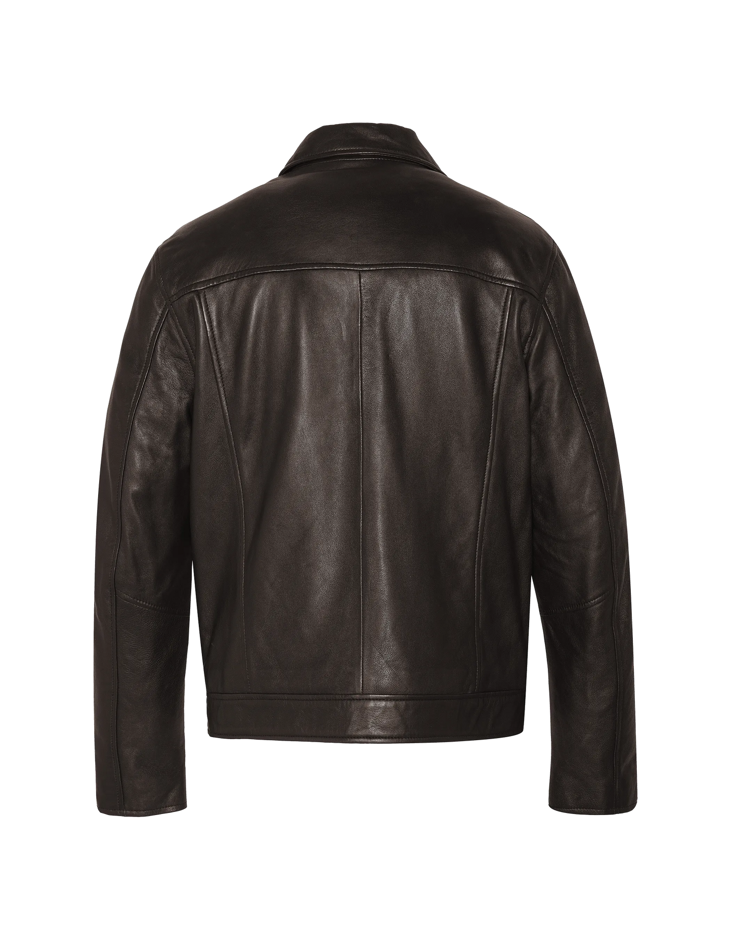 Chaqueta casual marrón, cuero de cordero