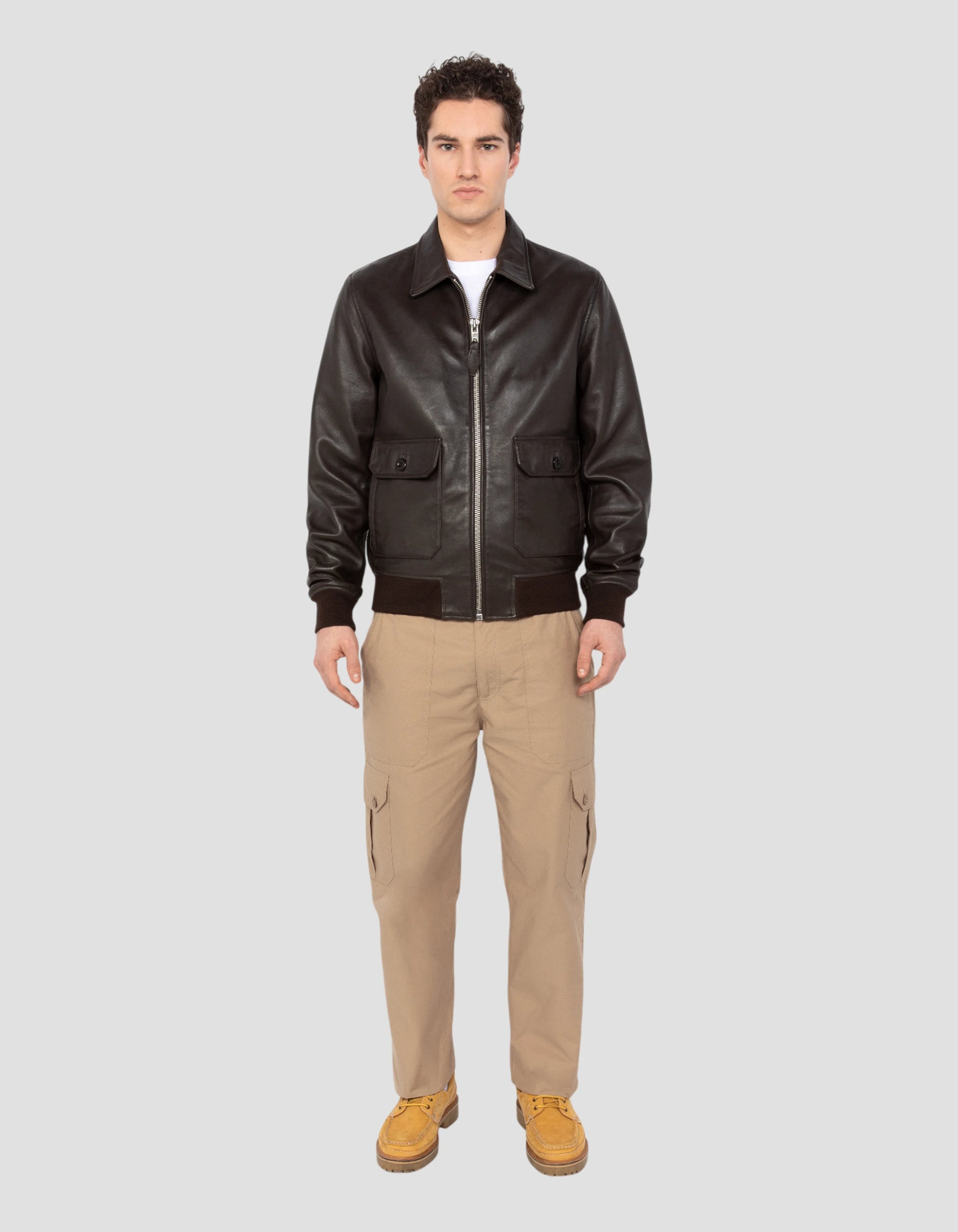Brown aviator jacket, Lamb leather LCAVIATOR Schott NYC®
