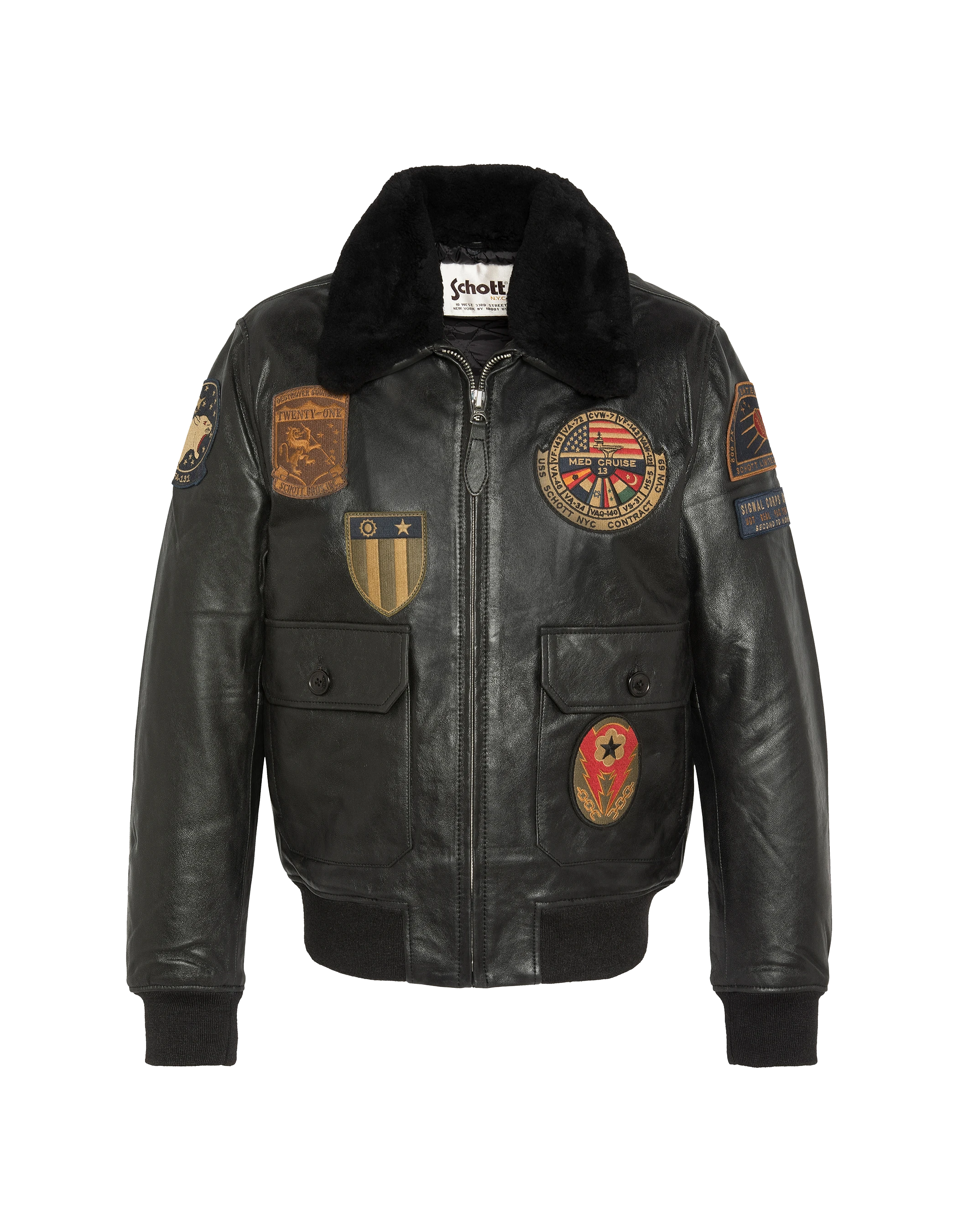 Vintage Badgé black aviator jacket, Goatskin Leather - Lcaviatorbd