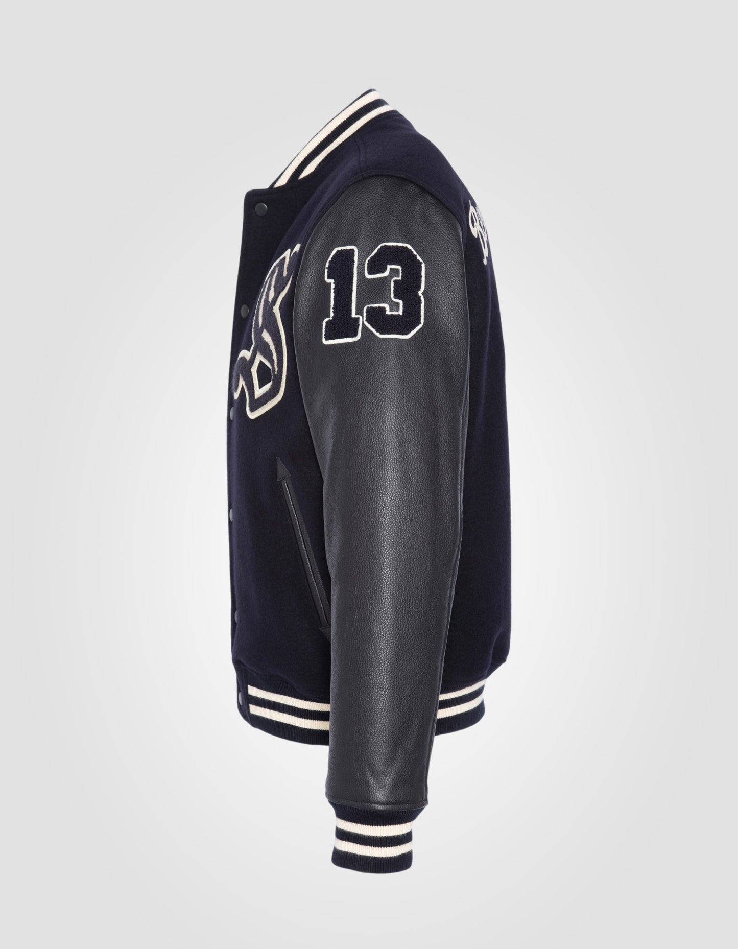 Blouson Teddy Brodé, cuir de vachette