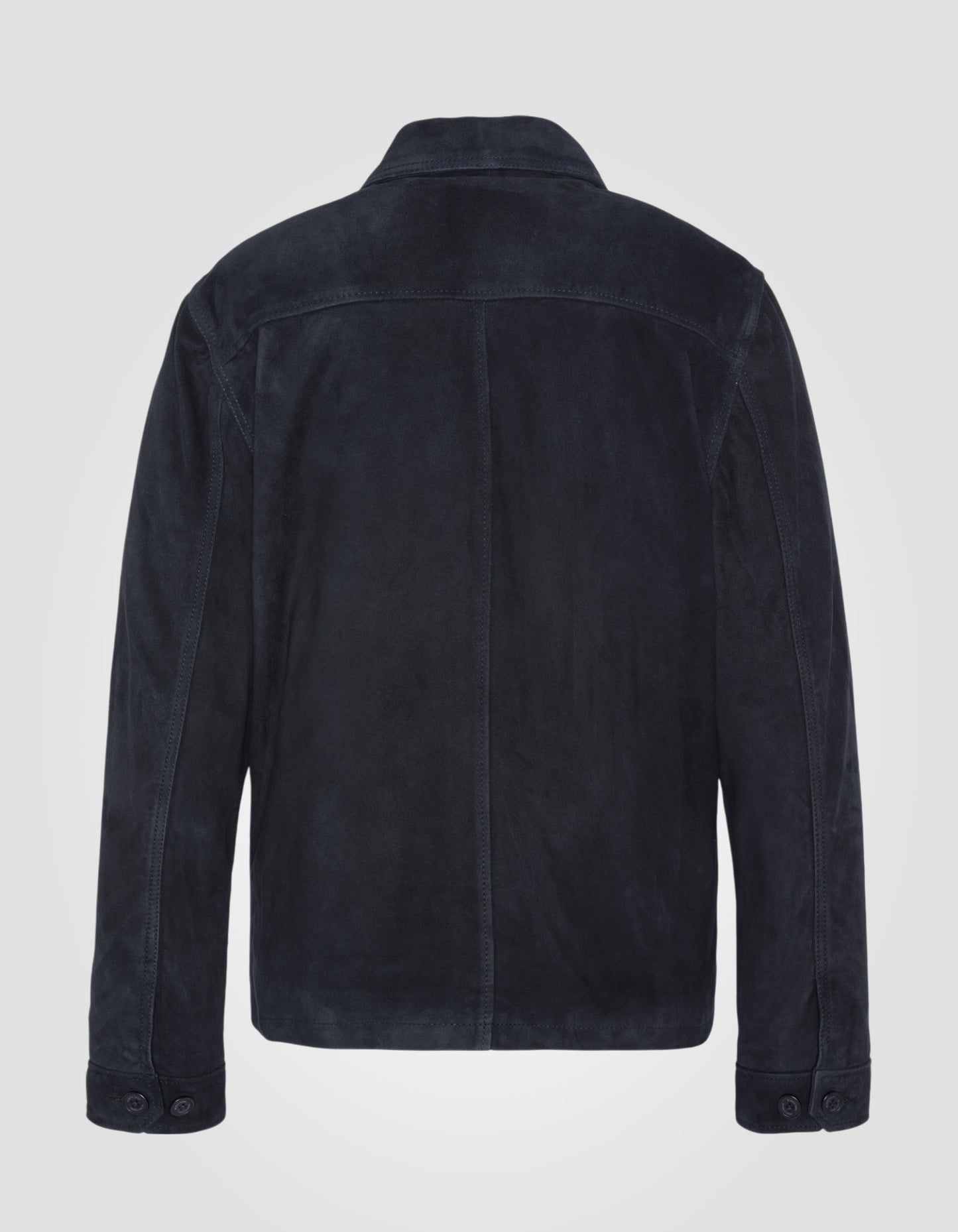 Surchemise worker bleu marine, cuir de chèvre