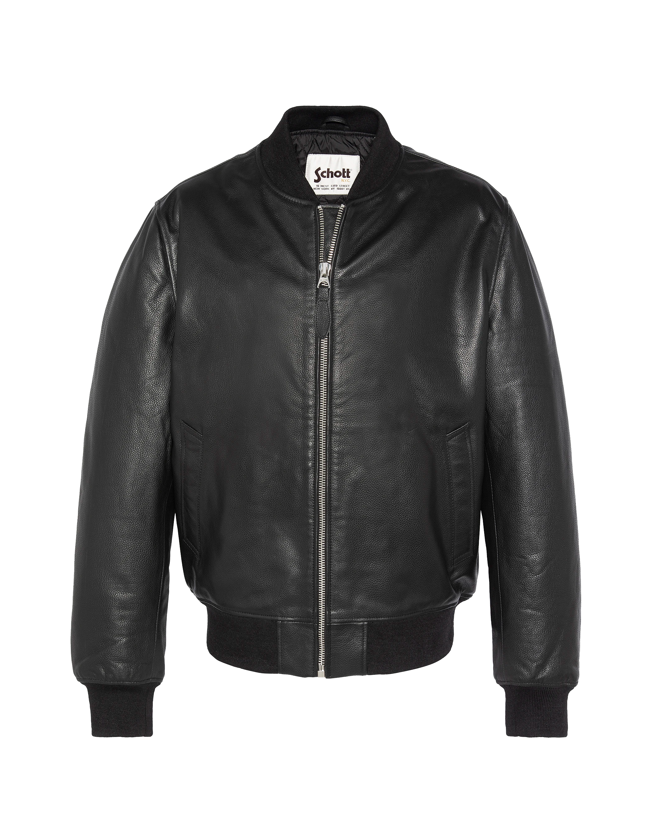 Giacca bomber nera, cuoio in pelle di mucca