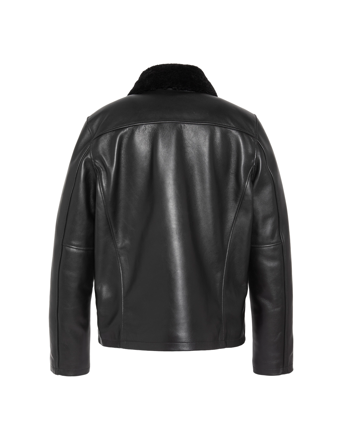 Blouson casual noir, cuir d'agneau
