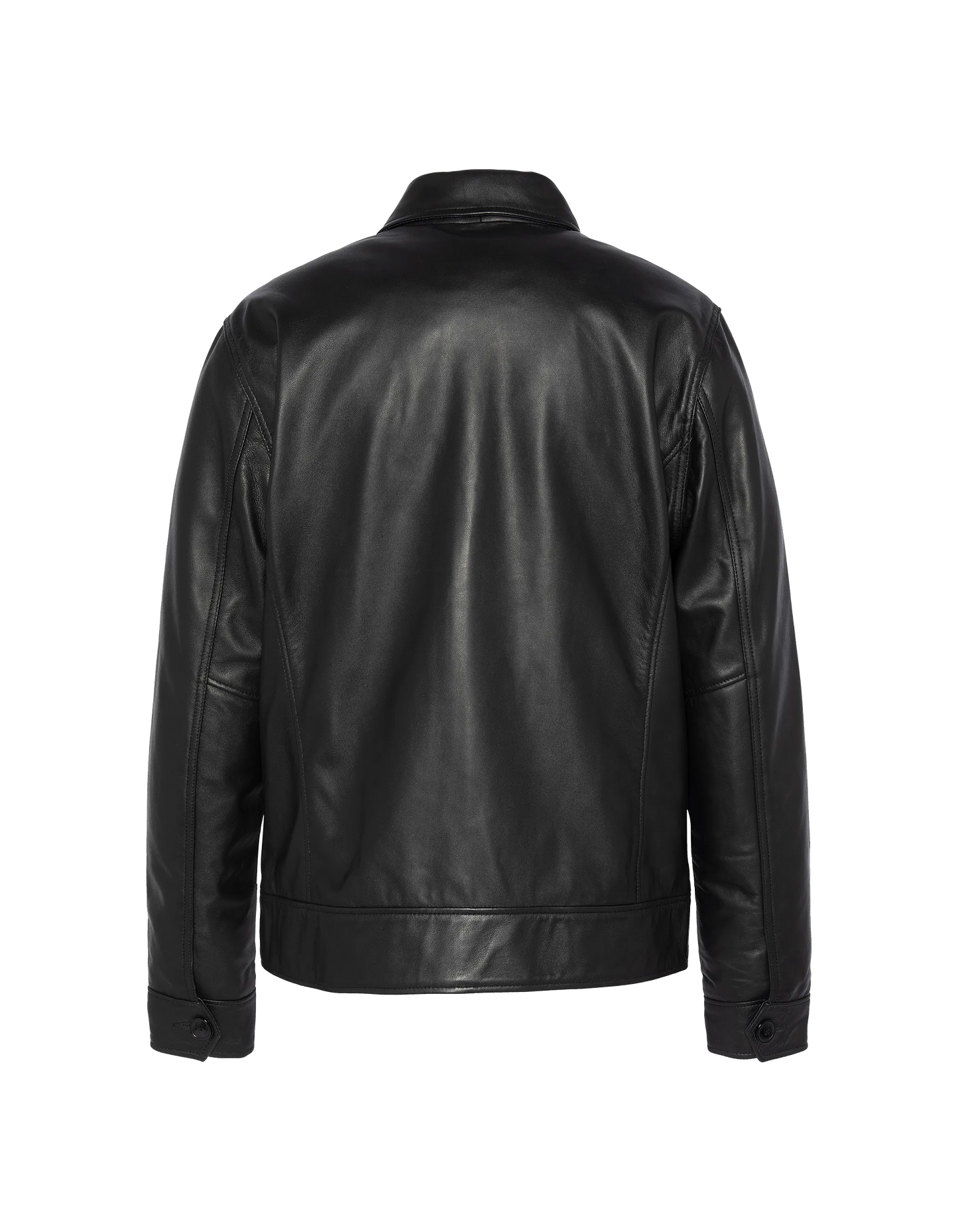 Chaqueta casual negra, cuero de cordero