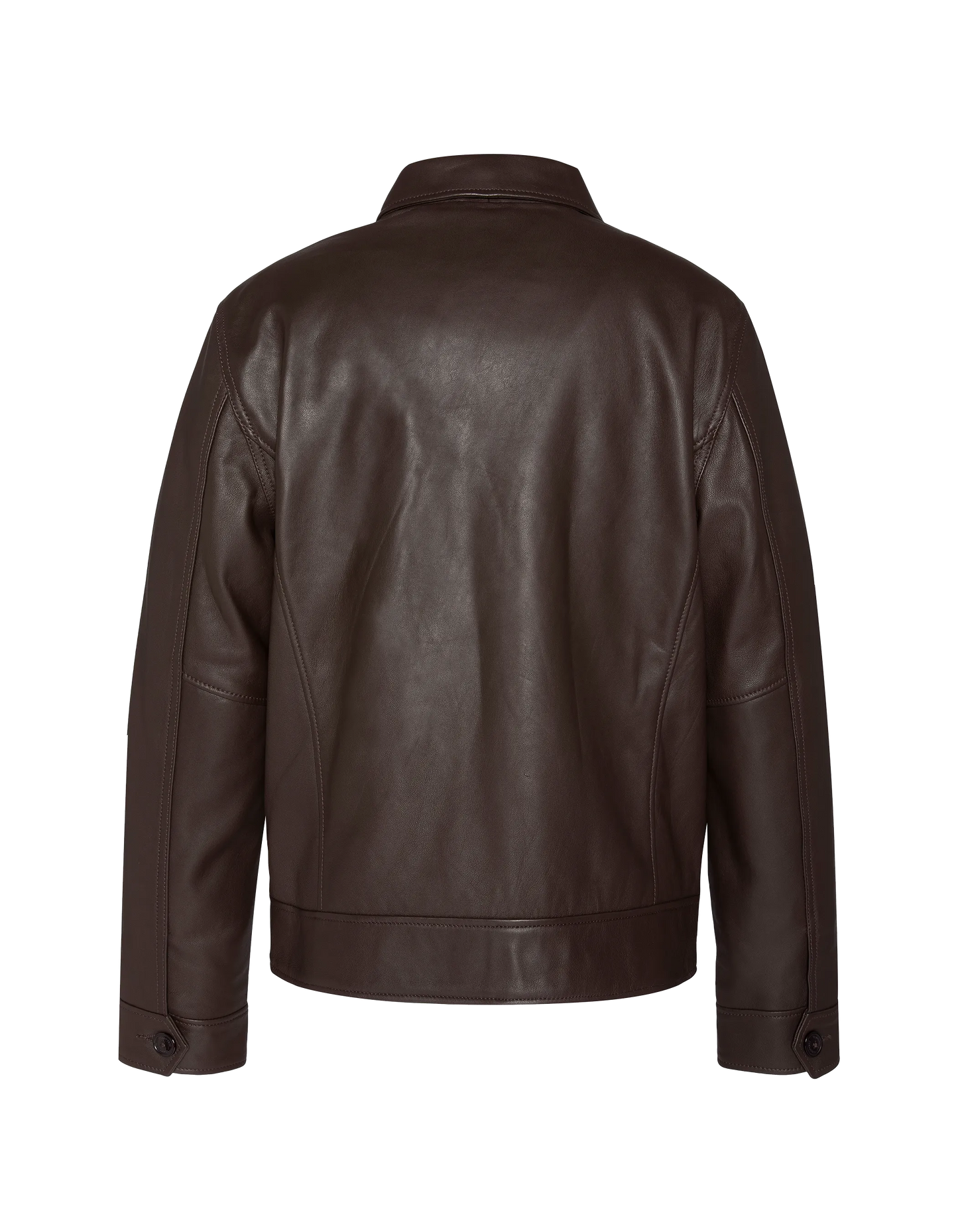 Chaqueta casual marrón, cuero de cordero