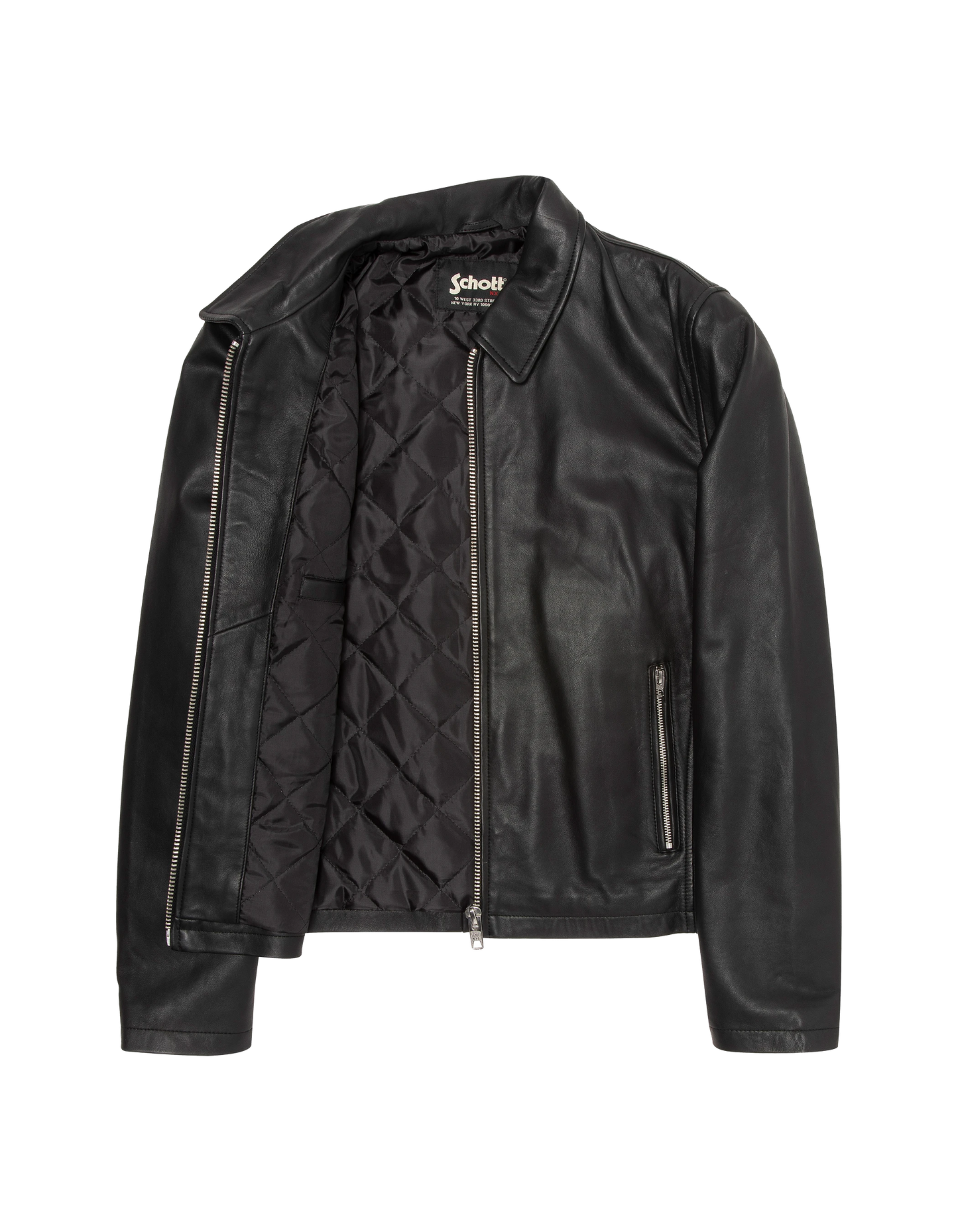 Blouson casual noir, cuir d'agneau