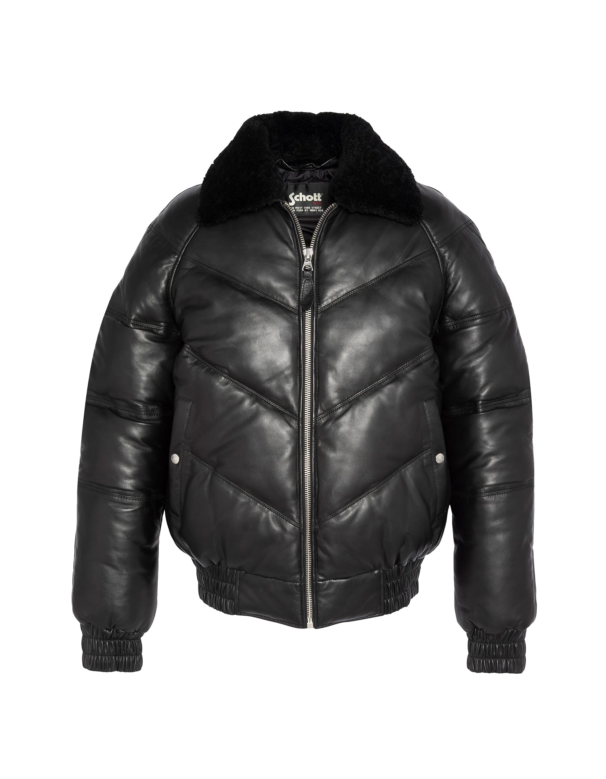 Black streetwear retro down jacket, cowhide leather - lcdownw25