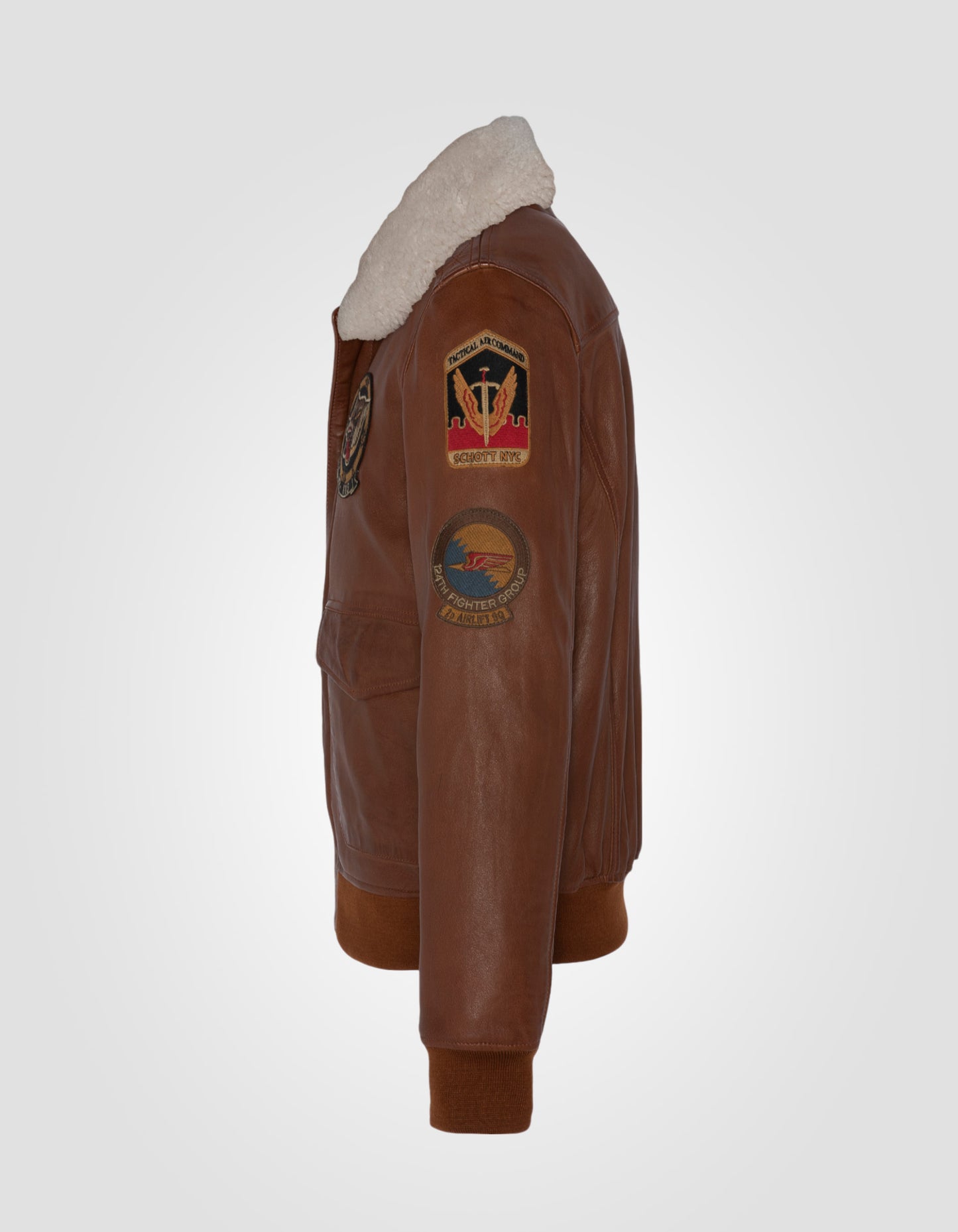 flight jacket patched, lambskin leather