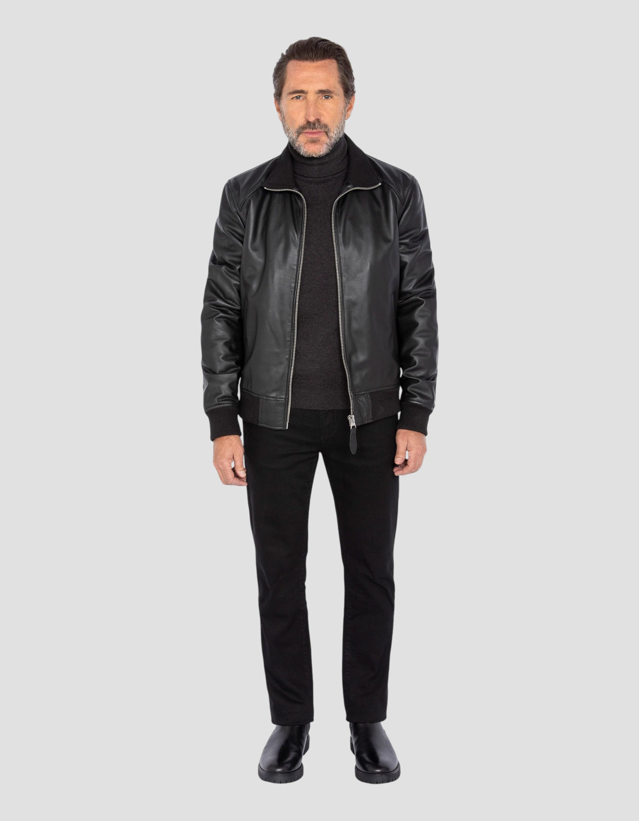 Black retro jacket, lamb leather