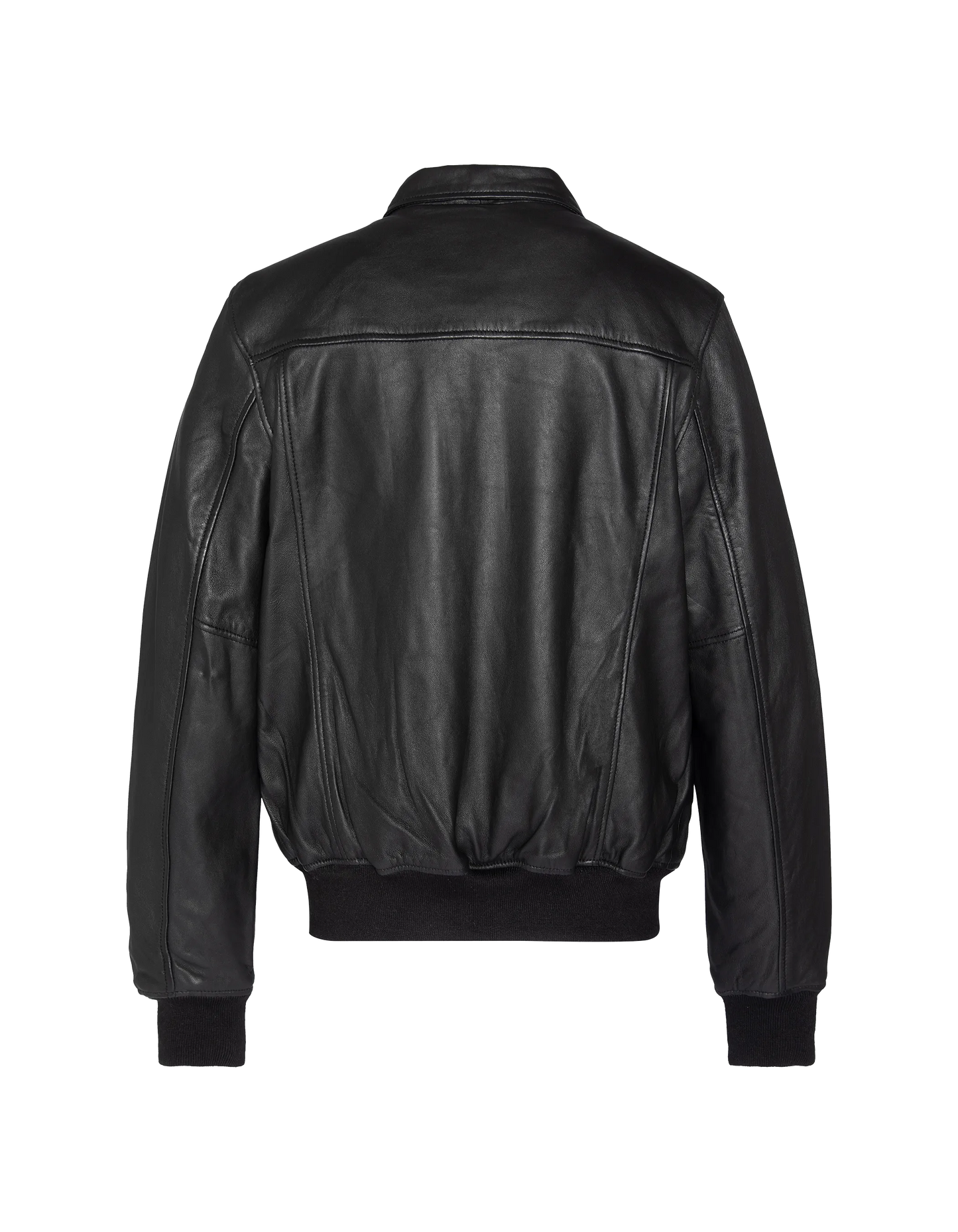 Chaqueta casual negra, cuero de cordero