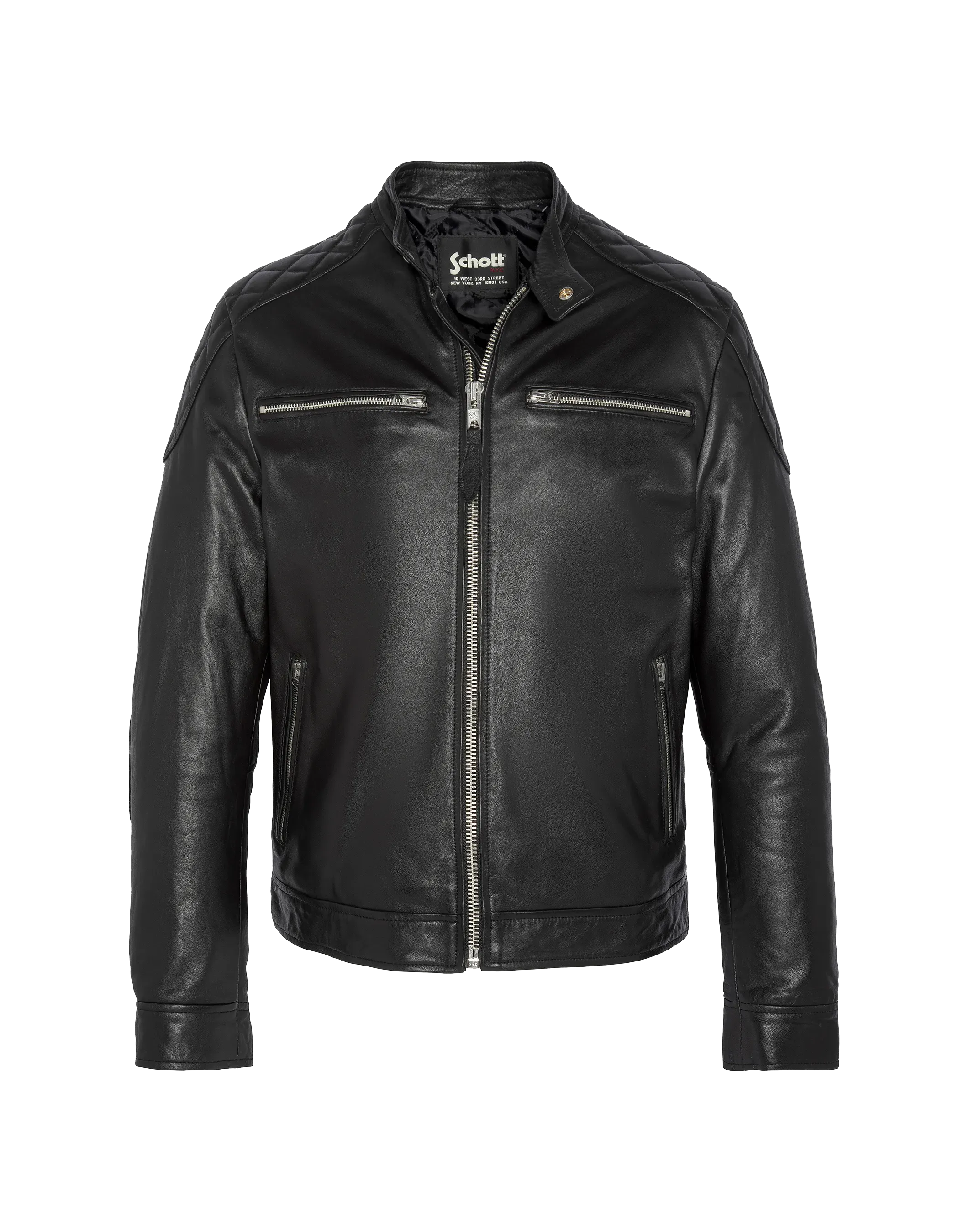 Black biker jacket, lamb leather lcleo Schott NYC®