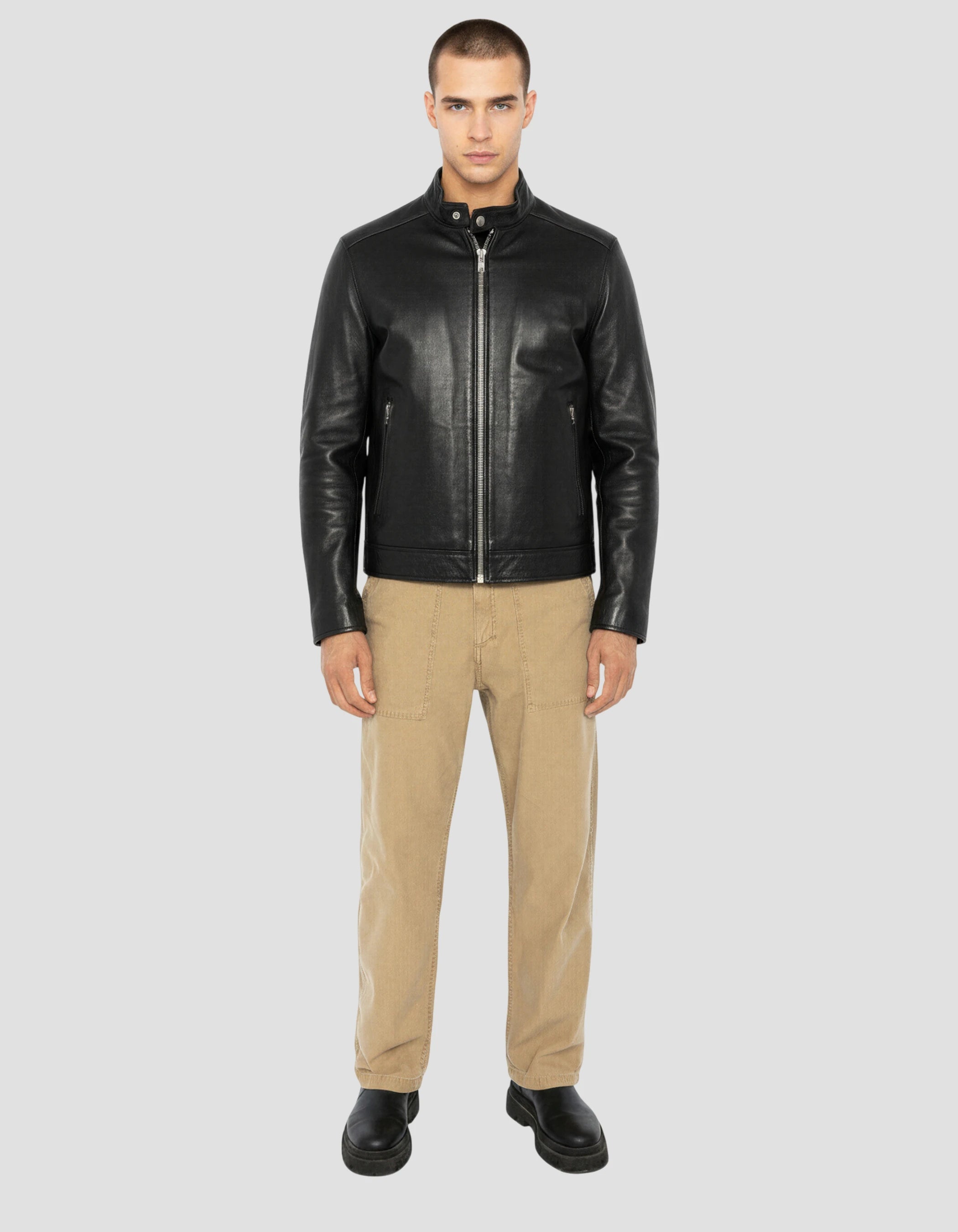 Black biker jacket, lamb leather - lcmemphis25 | Schott NYC®