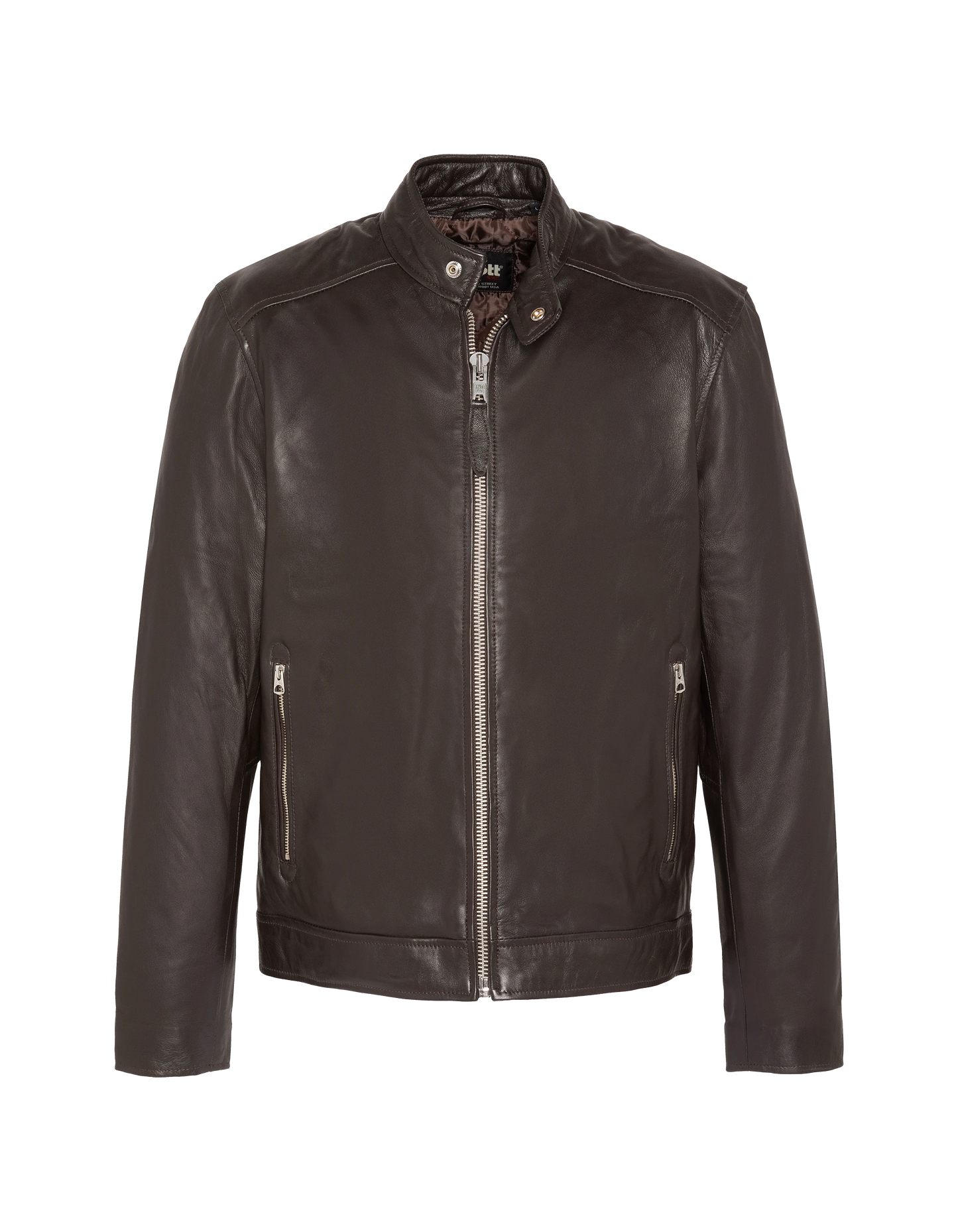 Blouson motard marron, cuir d'agneau