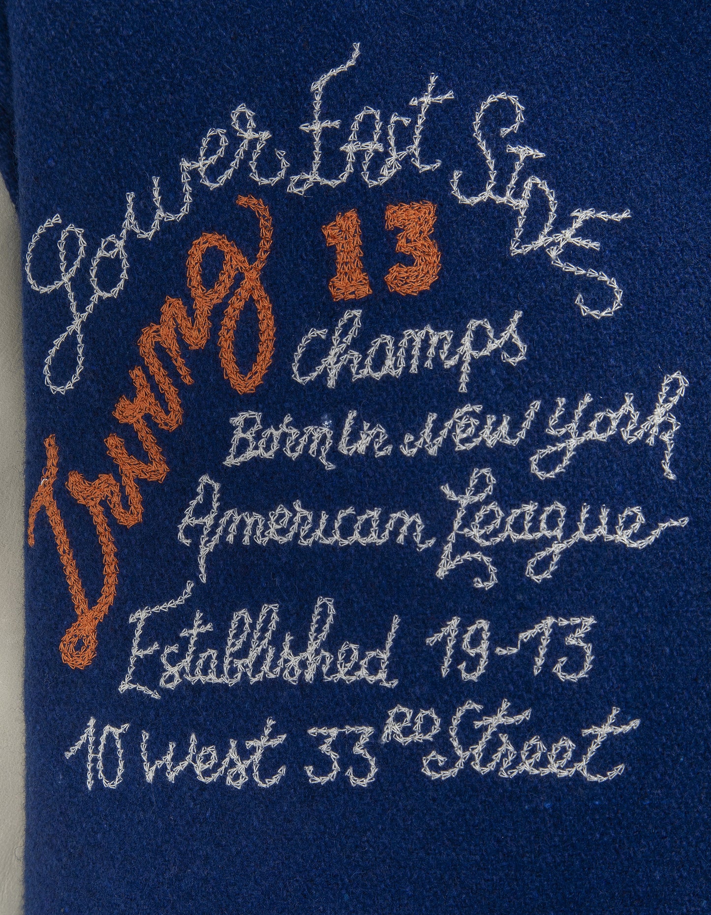 Giacca per orsacchiotto ricamato blu e bianco, in pelle di cowfide