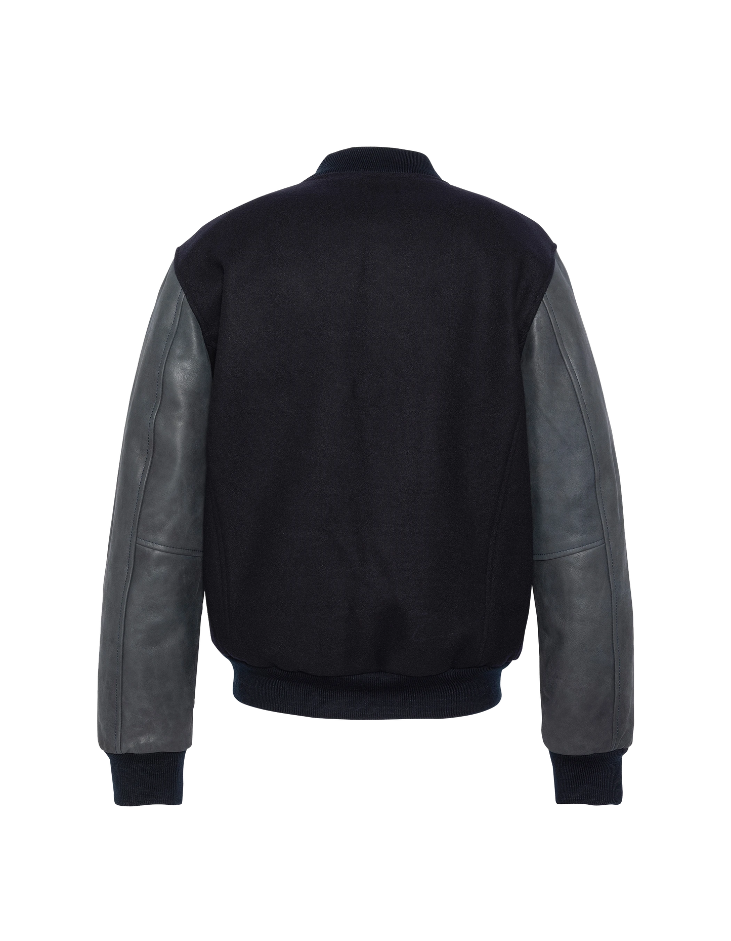 Marineblaue Teddyjacke, Kuhlädenleder