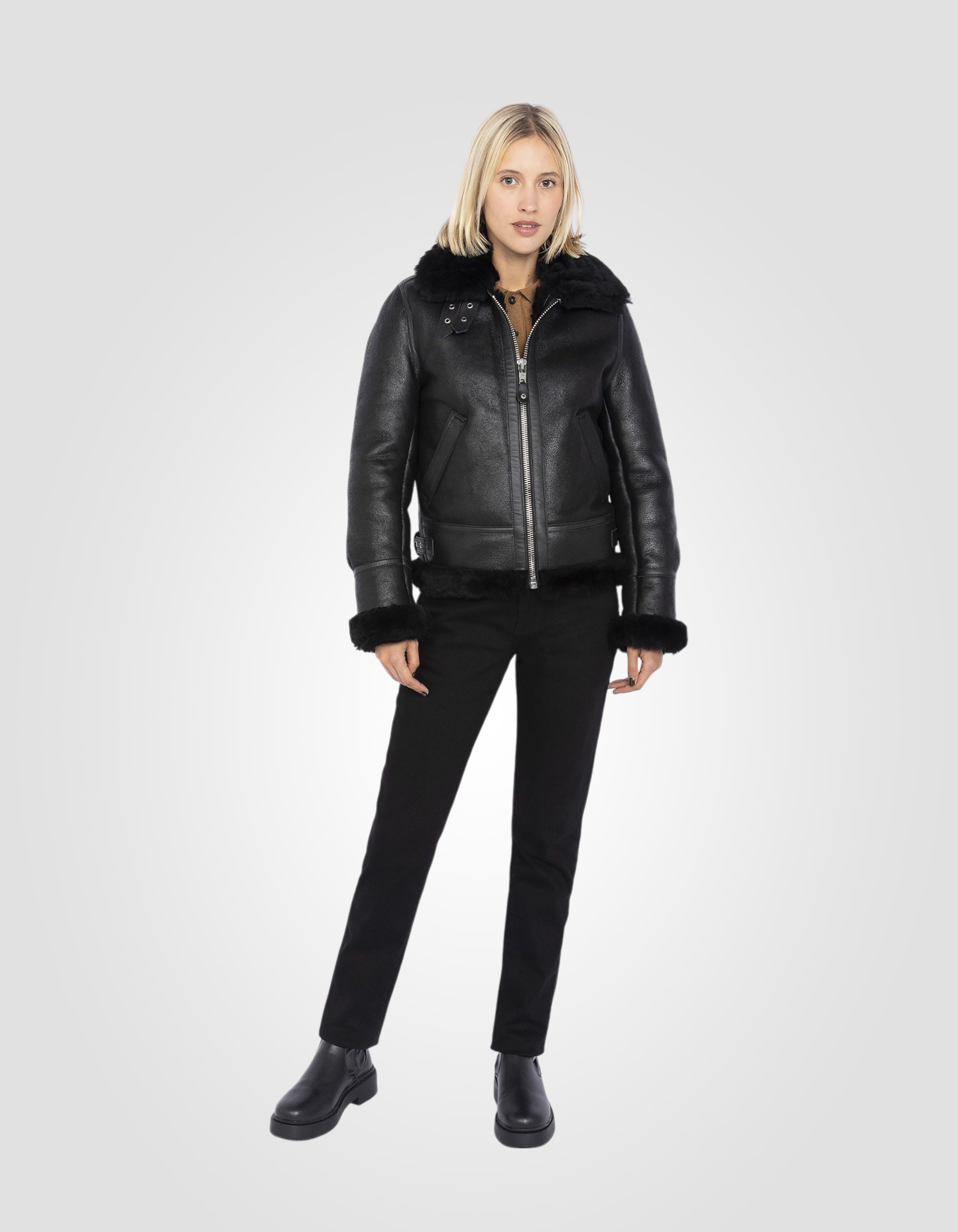 Shearling Schott Jacke Rosa Schott Shearling Flight Jacket Slim