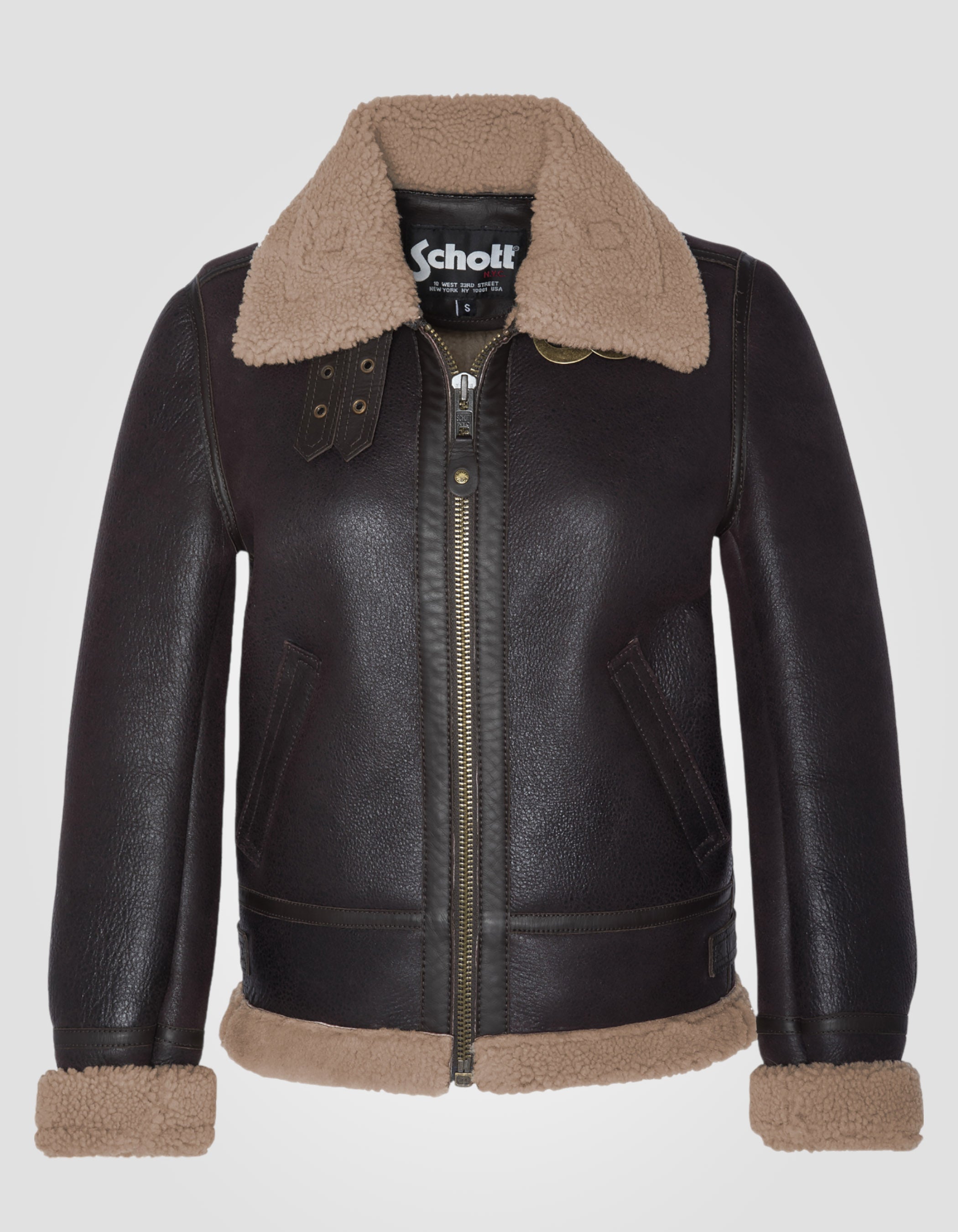 Cordovan bomber jacket, type B-3, sheepskin leather, plus size