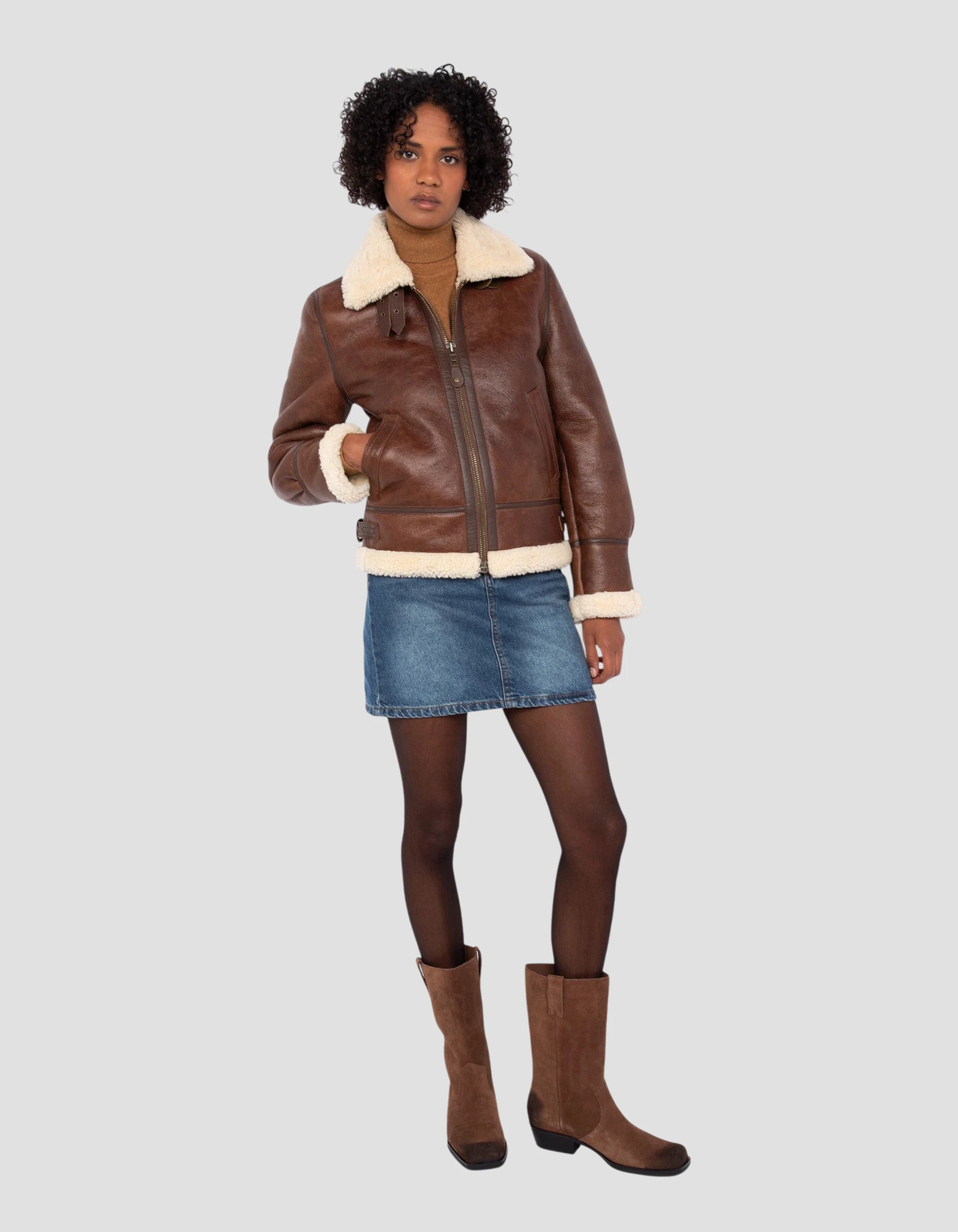 Bombardier B -3 Moka Jacke, Schafleder LCW1257 Schott NYC®