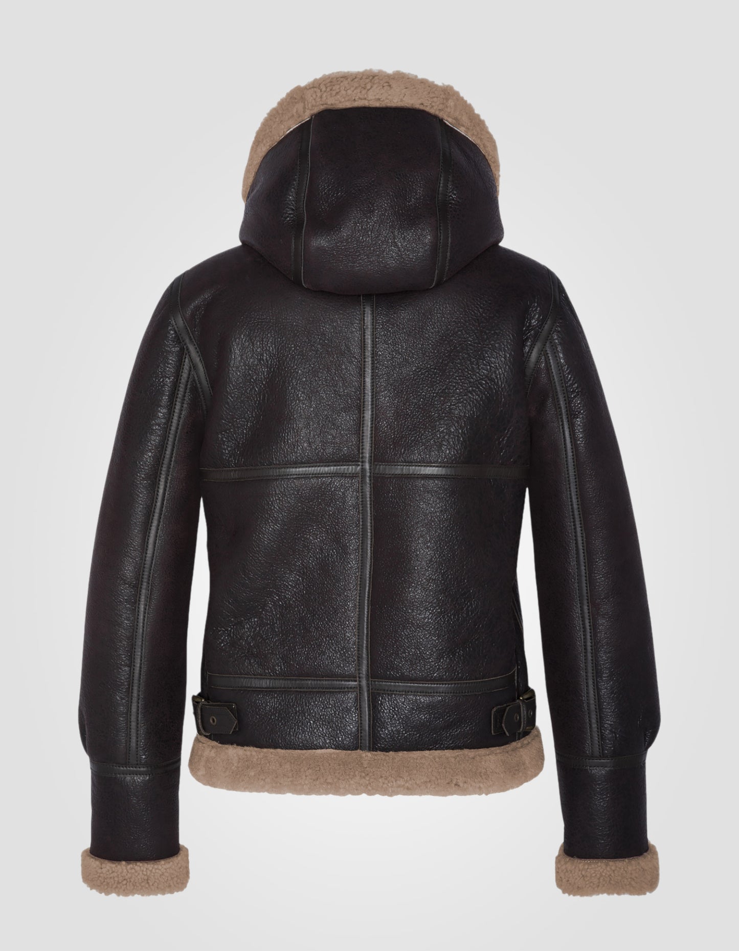 Blouson bombardier B-3 à capuche, cuir de mouton