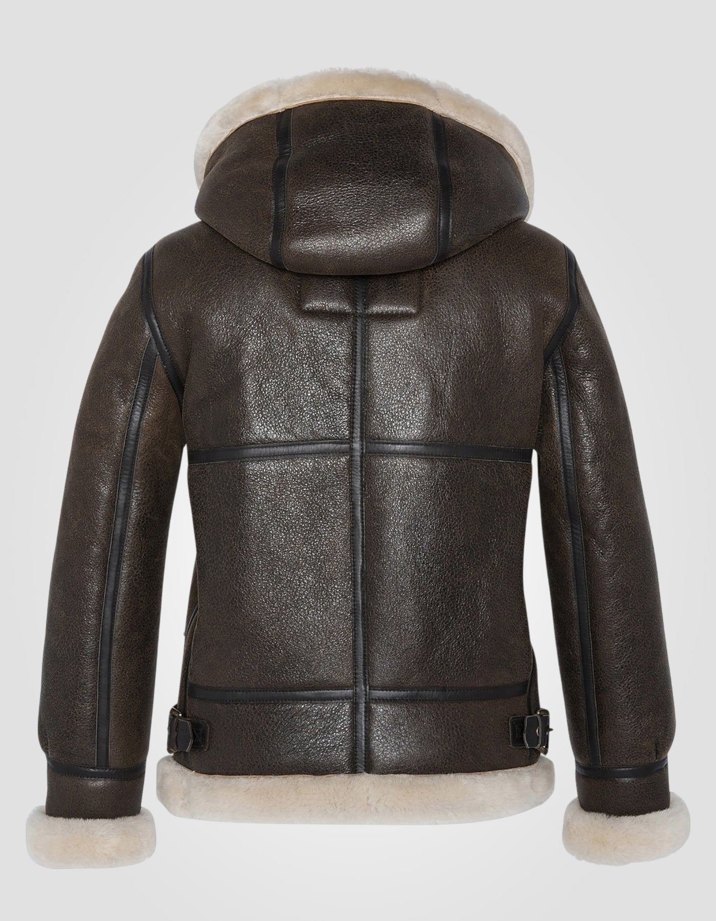 Blouson bombardier B-3 à capuche, cuir de mouton