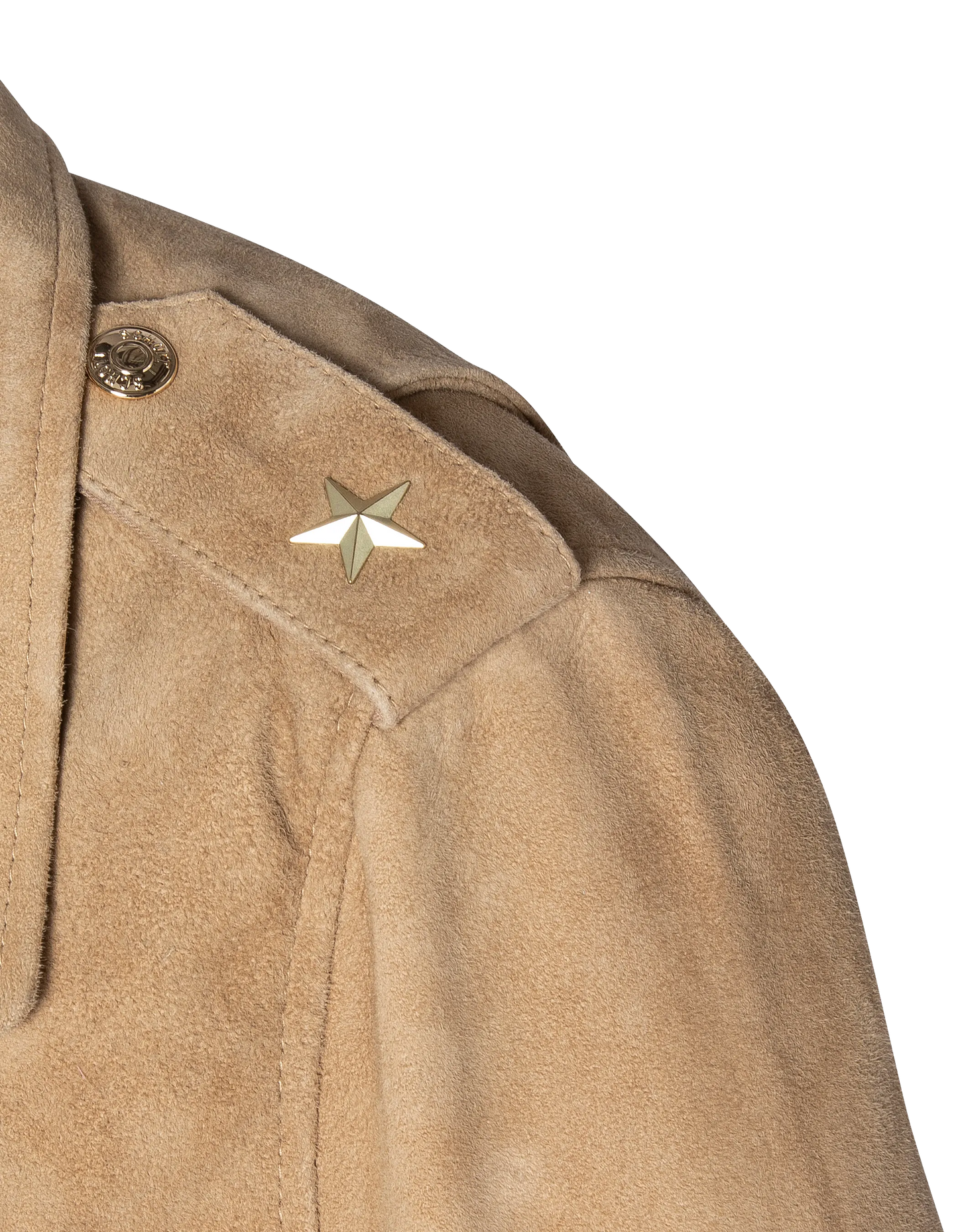 Giacca beige perfetta a una stella, capra in velluto
