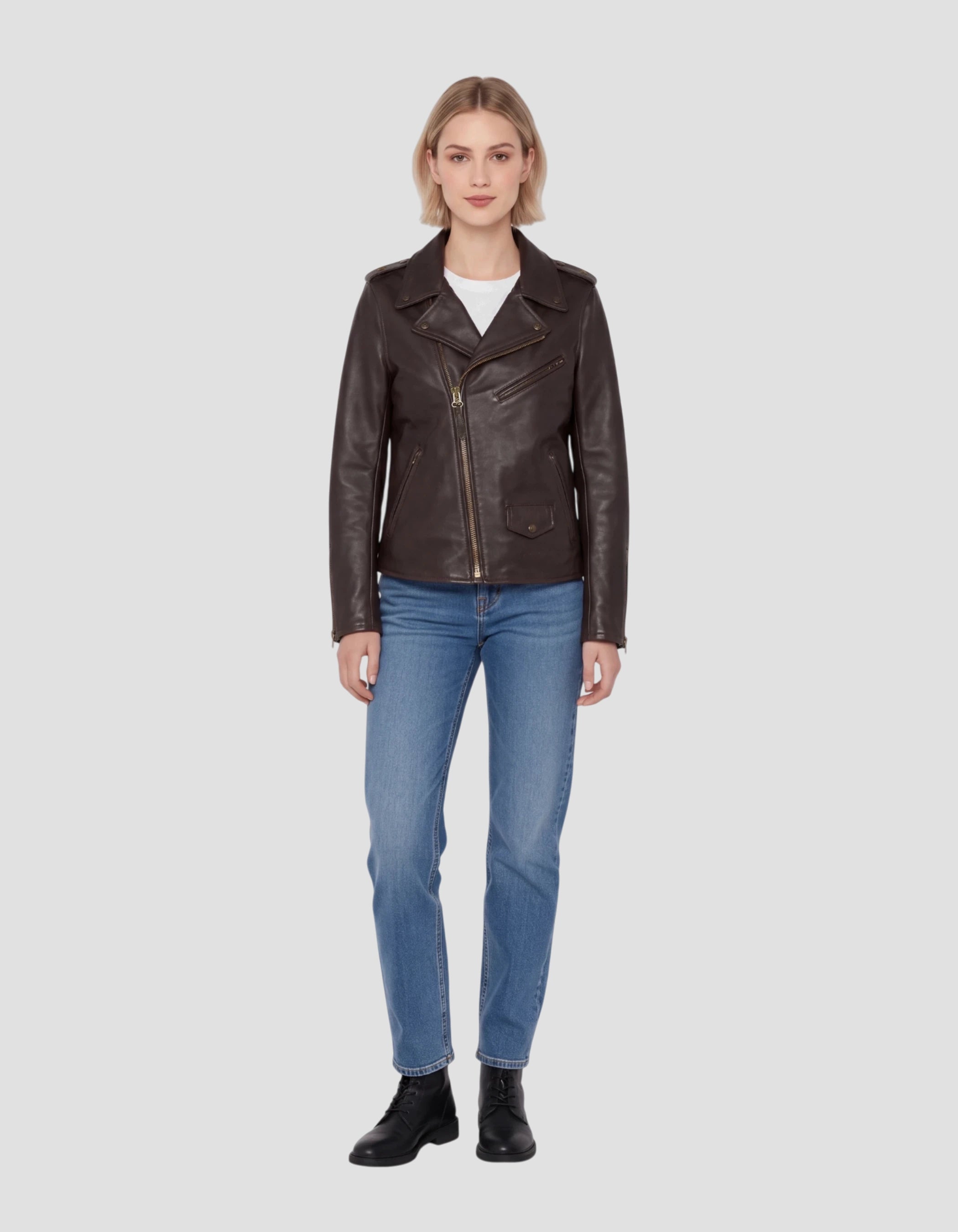 Dark brown Perfecto® One Star cowhide jacket - LCW1637X | Schott NYC®