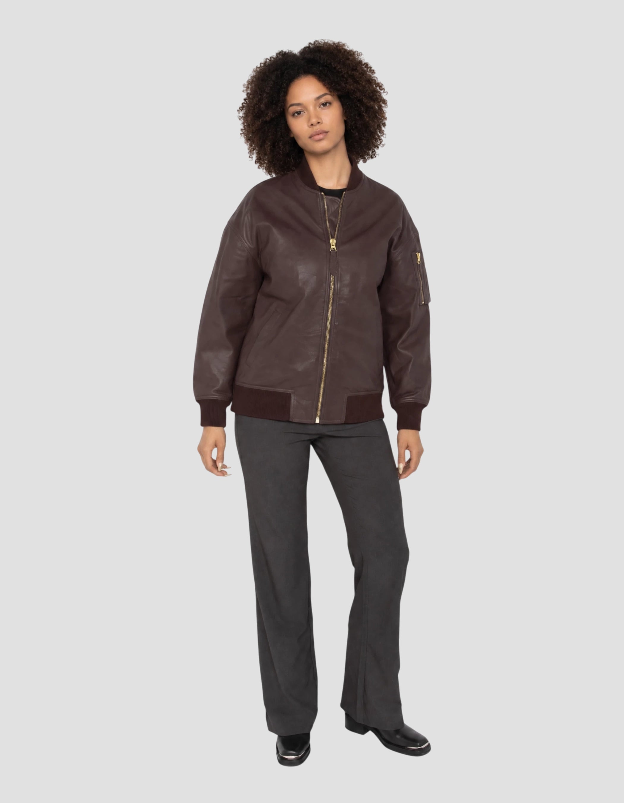 Long burgundy MA-1 bomber jacket, lambskin - LCWAIRLONG | Schott NYC®
