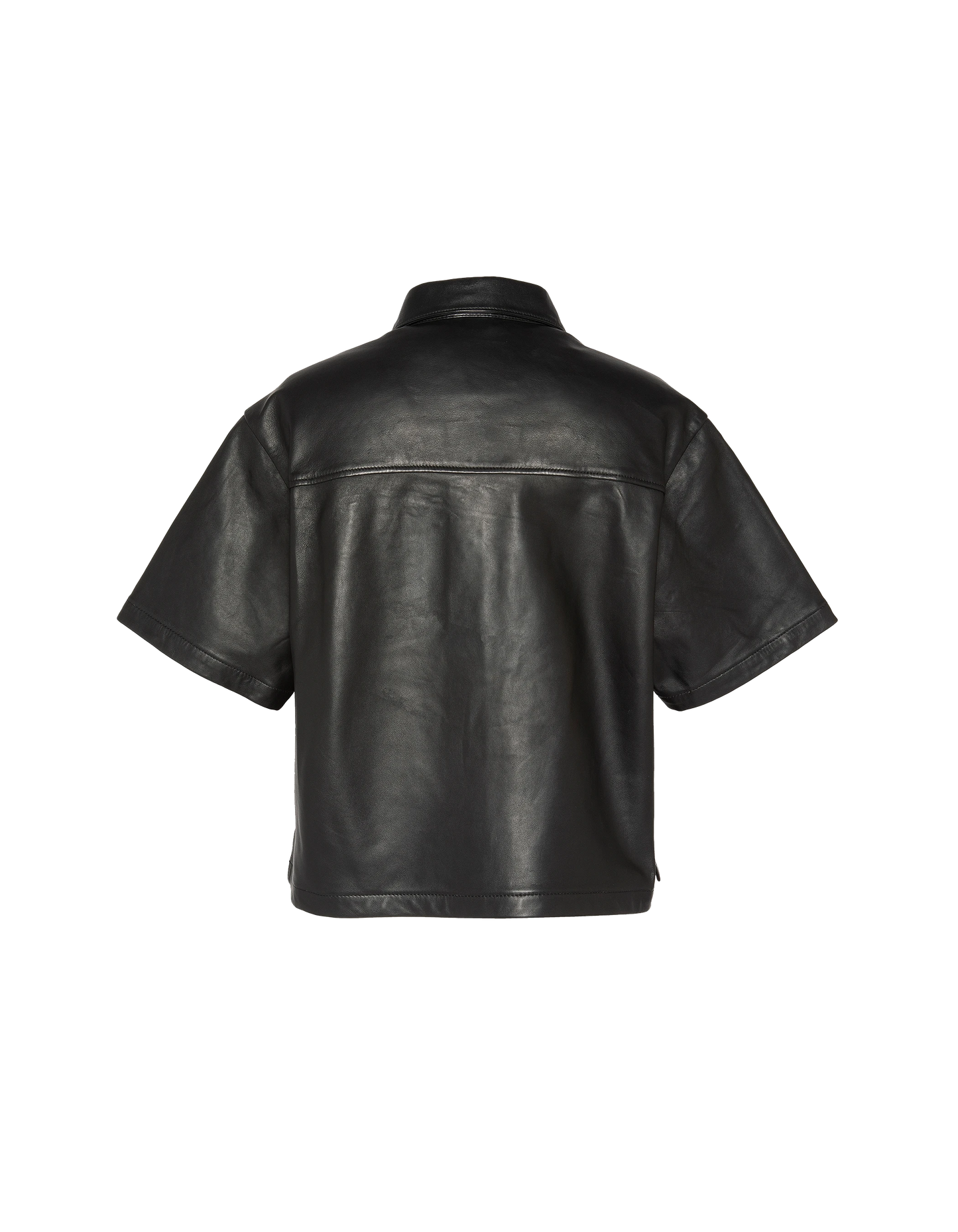 overshirt black short sleeves, lambskin leather