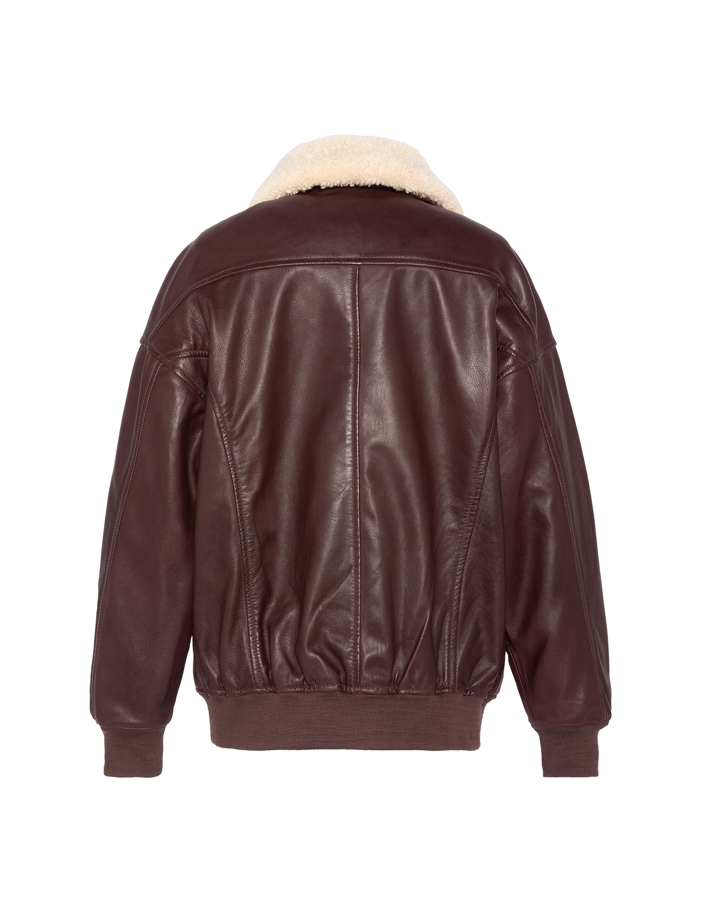 Blouson aviateur souple bordeaux coupe boyfriend, cuir d'agneau
