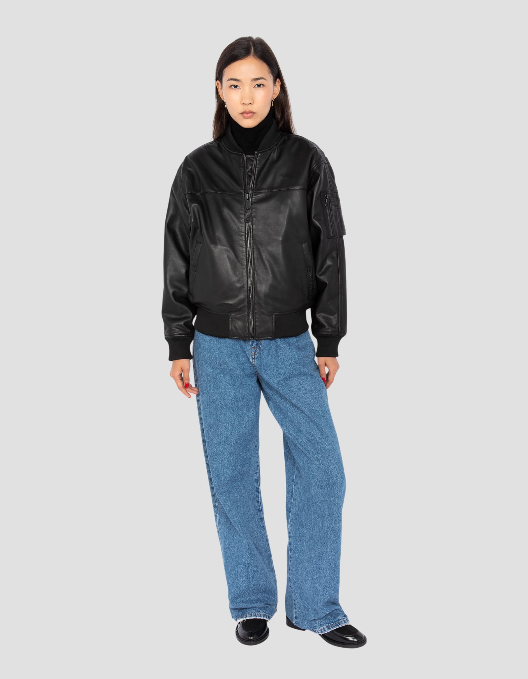 Black bomber, lamb leather - lcwdaphne | Schott NYC® Black bomber, lamb leather - lcwdaphne | Schott NYC®