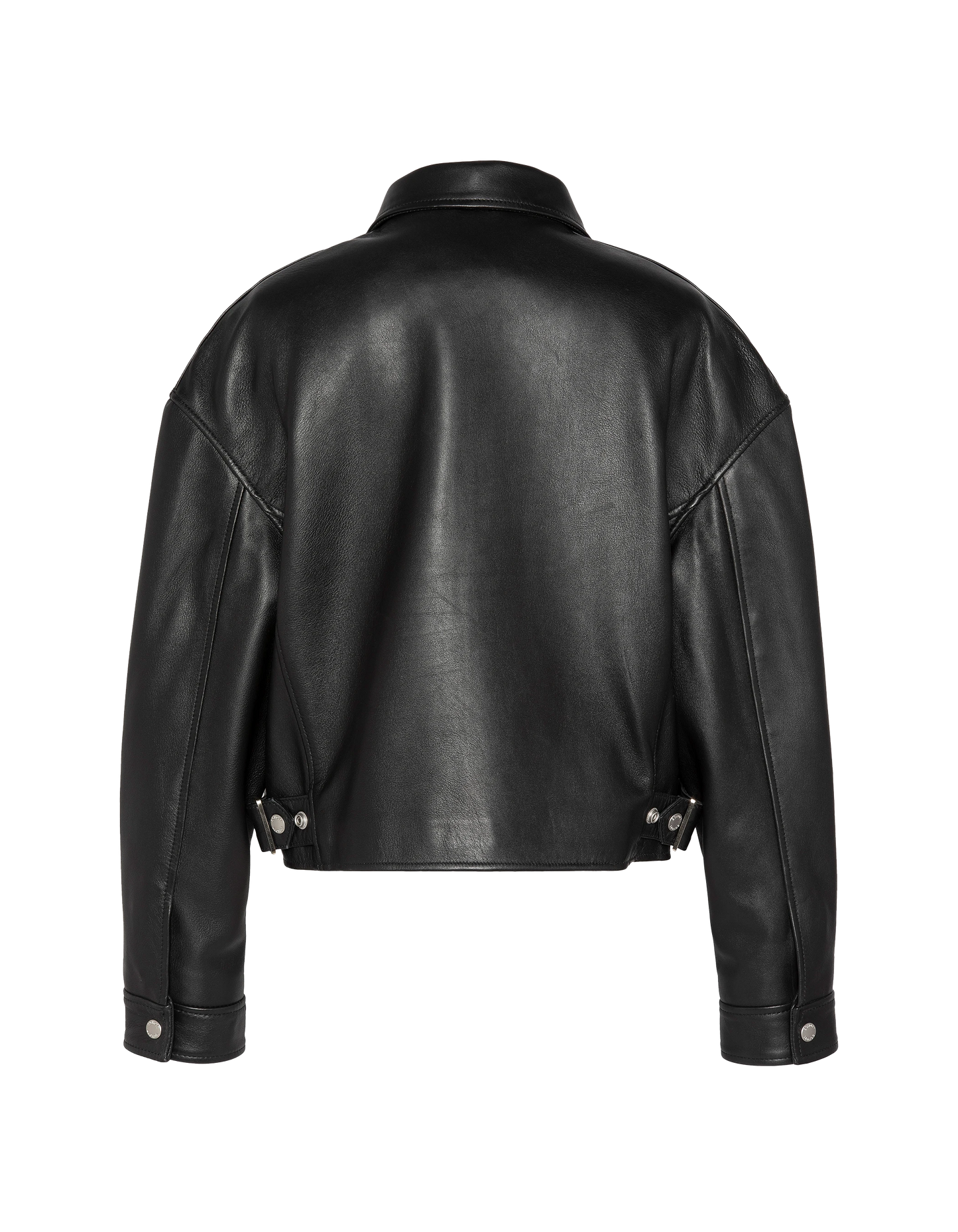 Blouson pilote court noir, cuir d'agneau