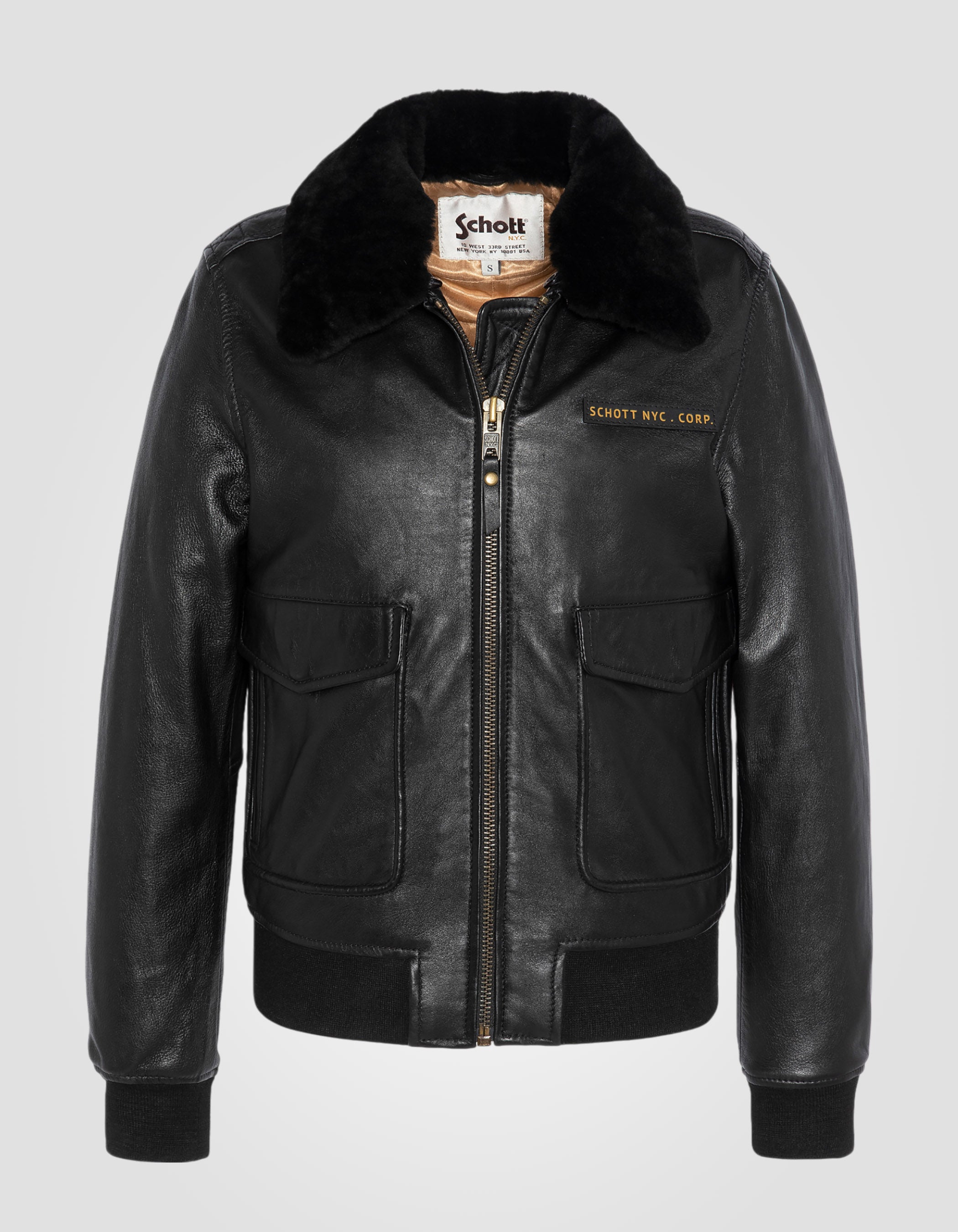 Black flexible pilot jacket, washed lamb leather LCWLISAX