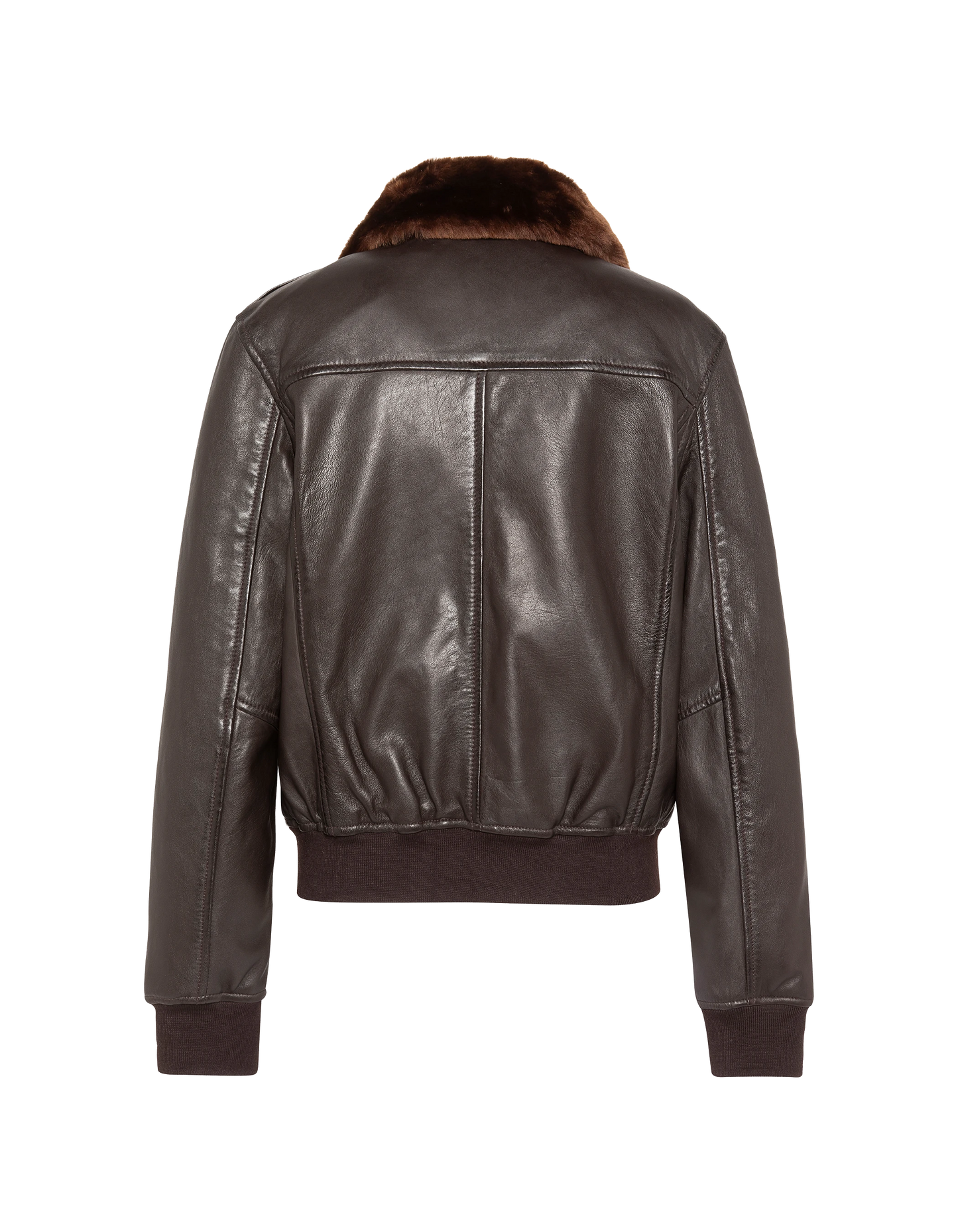 Dunkelbraune flexible Pilotenjacke, gewaschenes Lammleder