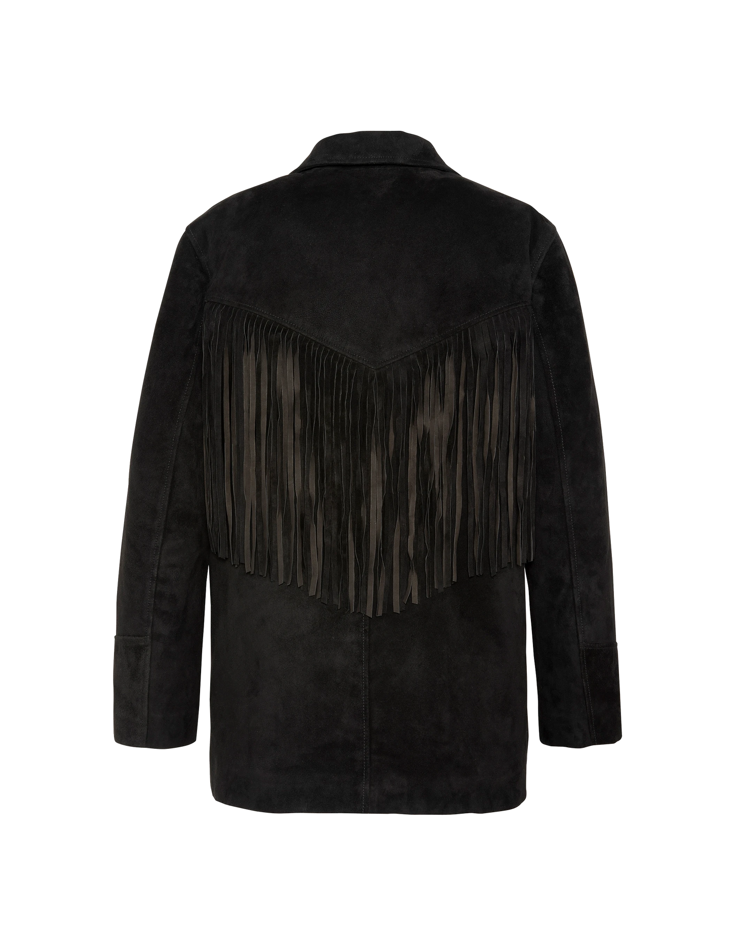 Schwarze westliche Jacke mit Rande, Samtziege