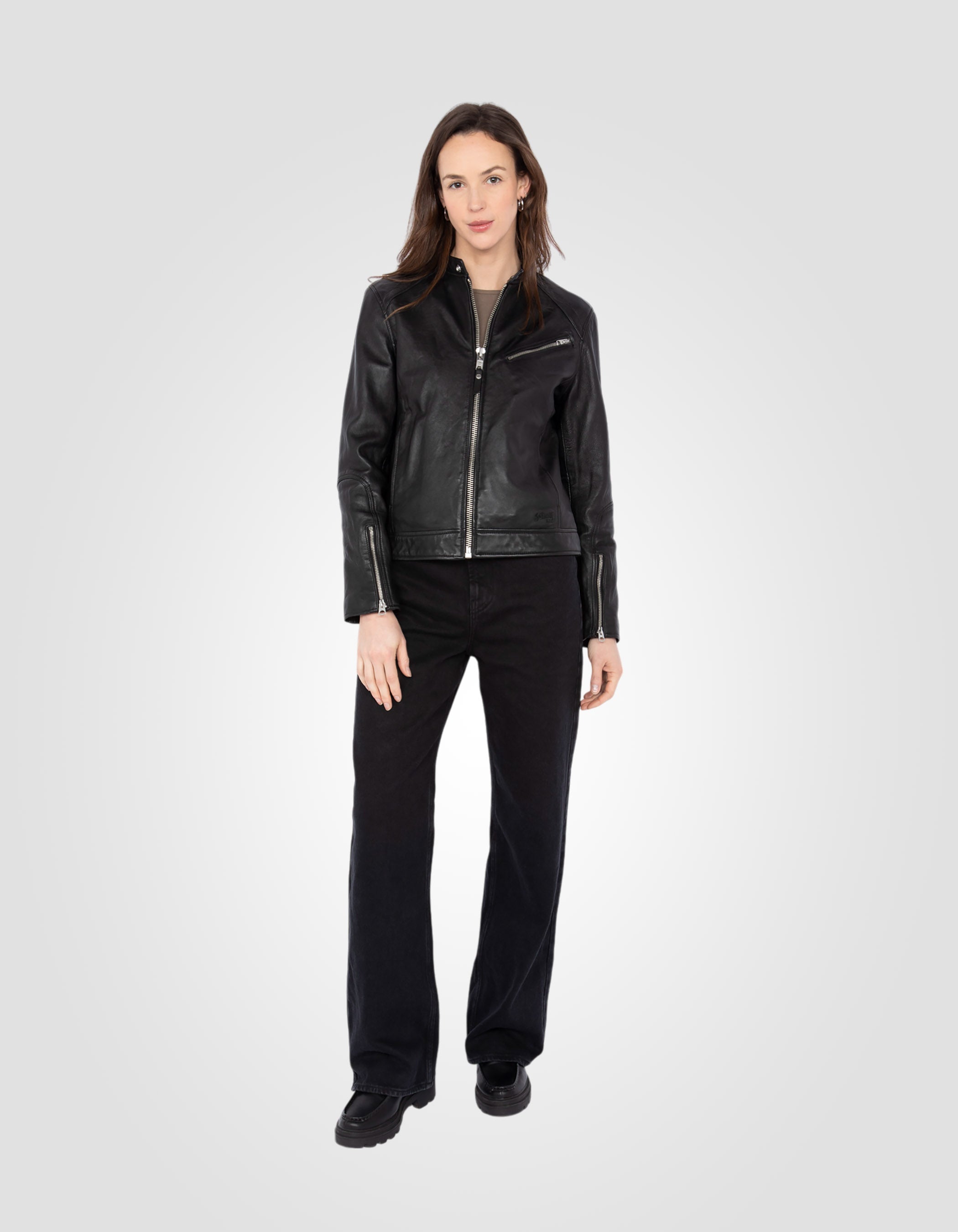 Biker Jacke Leder Jacken Schwarz Red Bridge Herren Biker Jacke