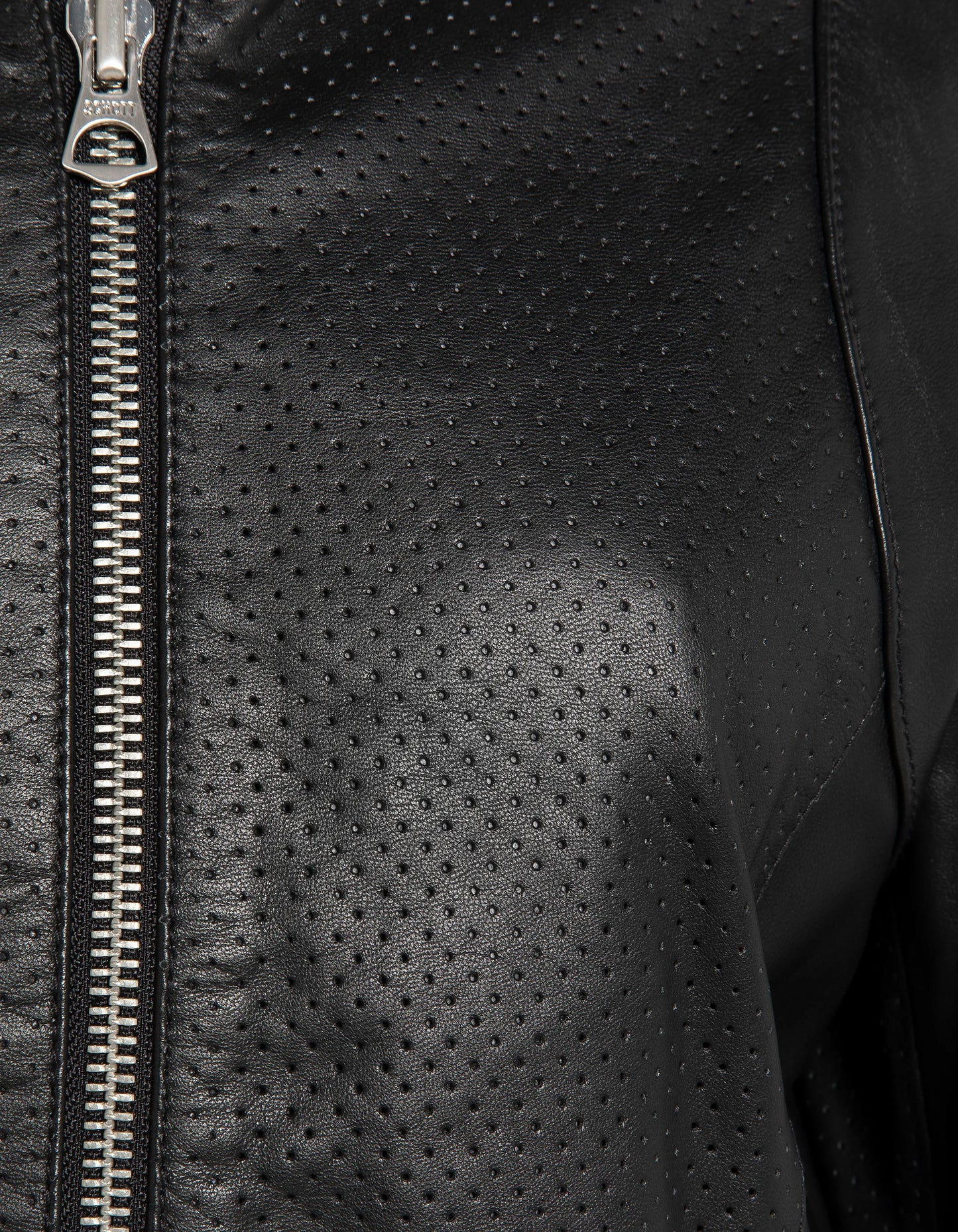 Blouson ajouré noir, cuir d’agneau