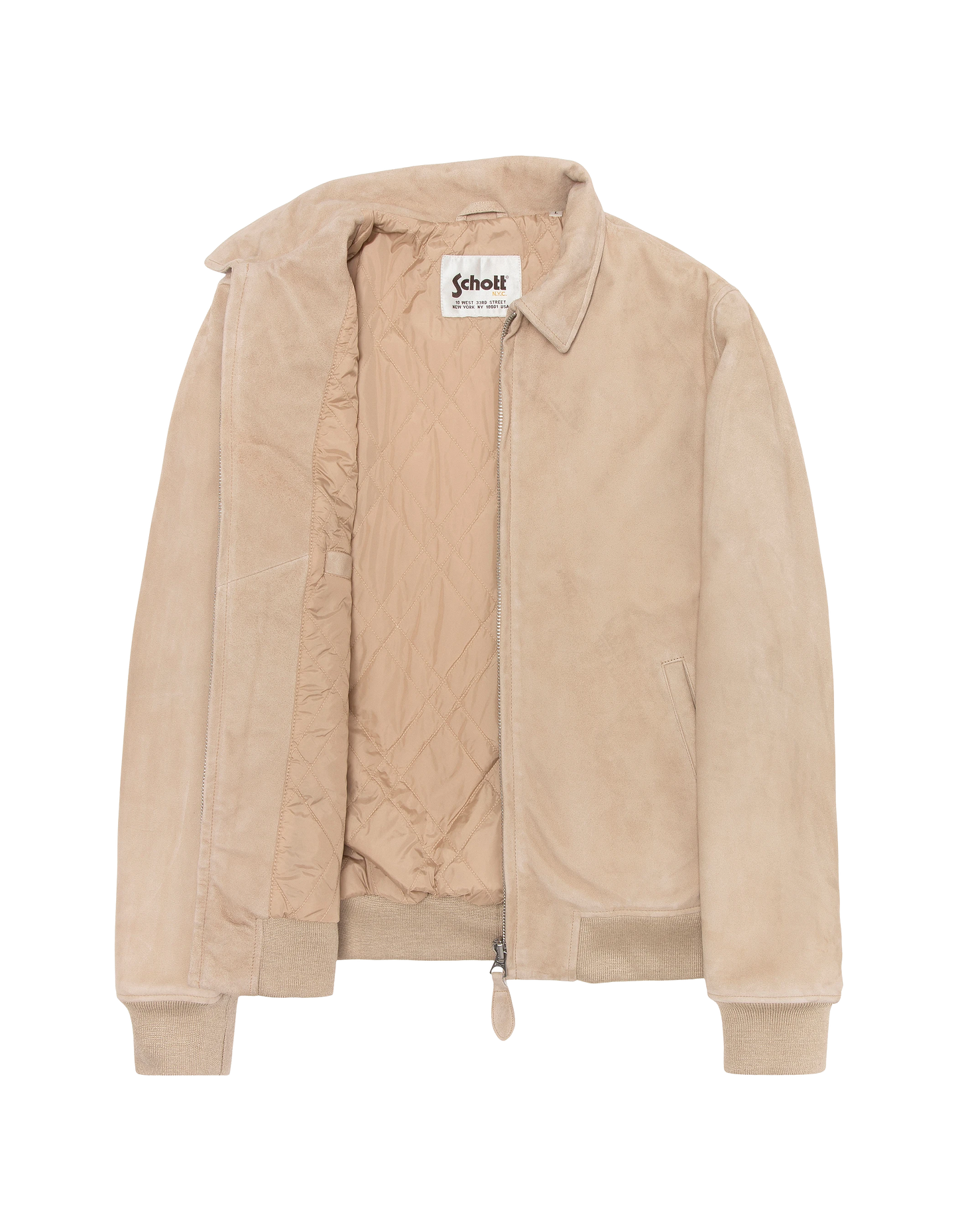Blouson casual beige, cuir de chèvre velours