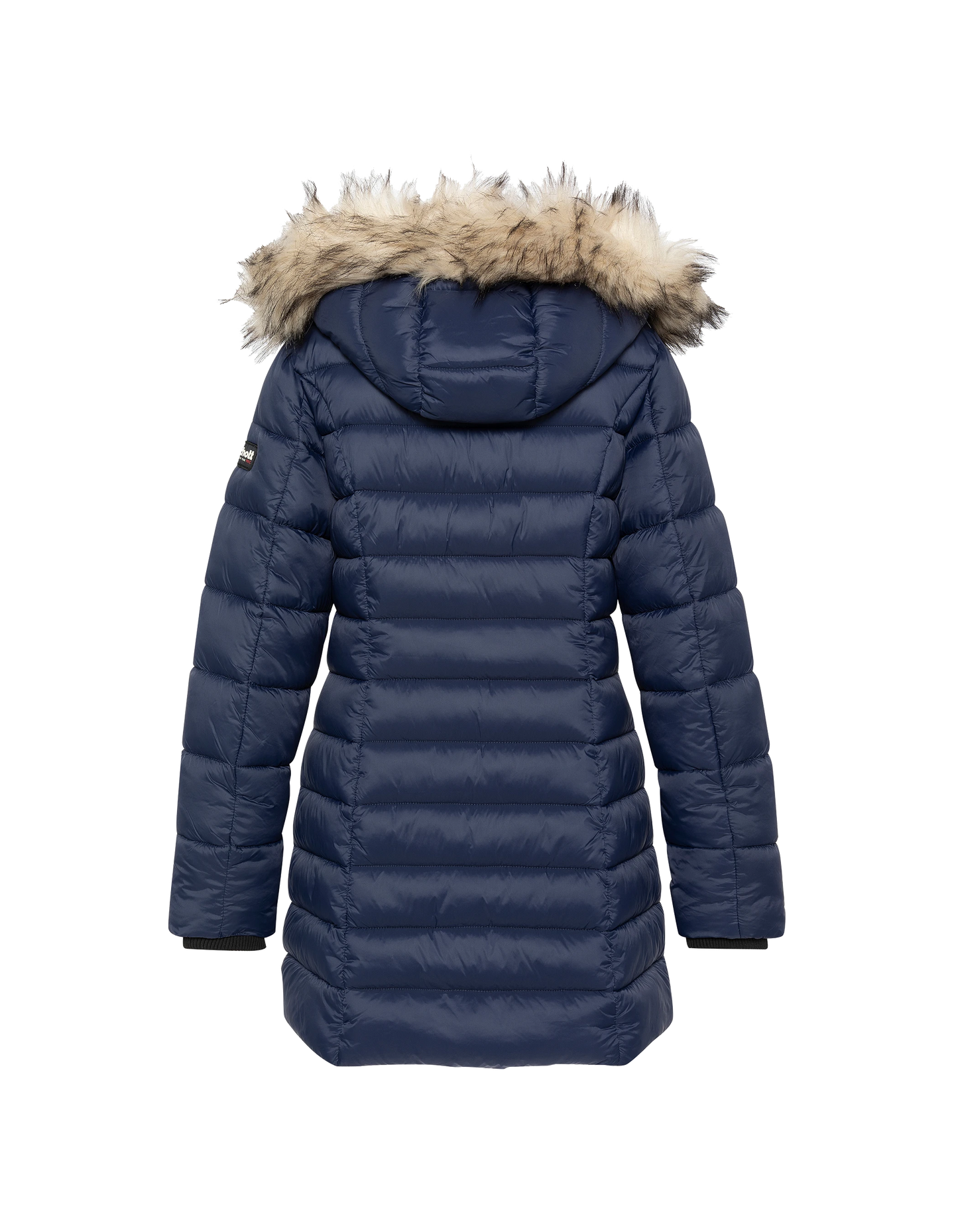 Marineblaue Jacke mit abnehmbarem Kunstpelzkragen