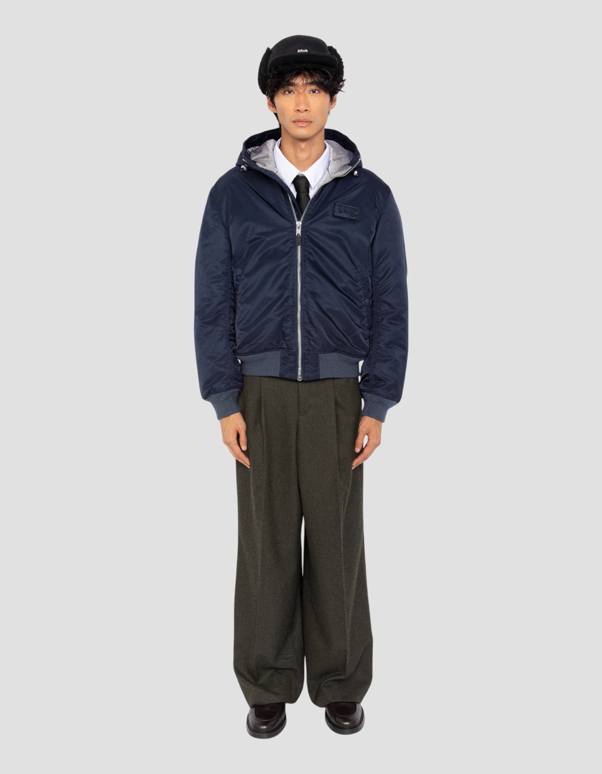 Dark navy blue bomber washed with recycled nylon hood - ma1guardrs