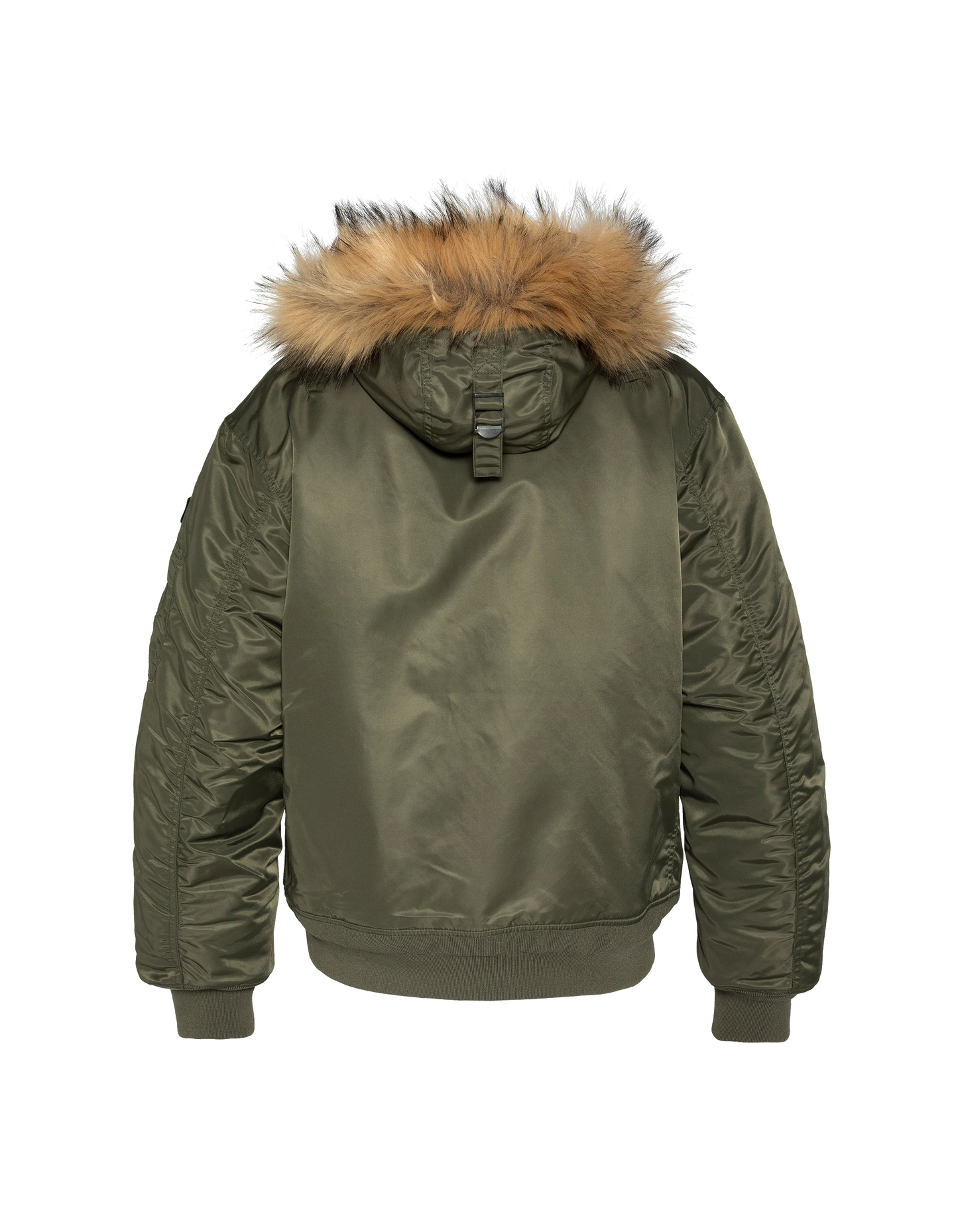 Khaki -Bomber mit Kunstpelzhaube