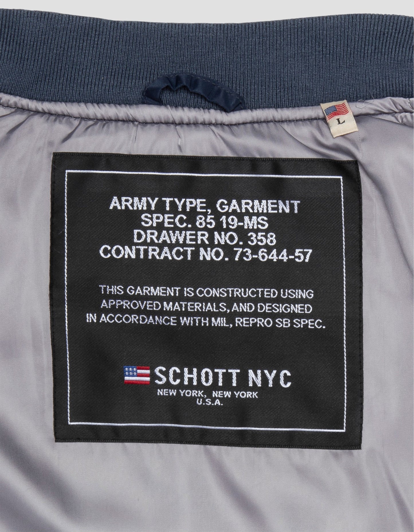 Recycled Nylon washed MA-1 dark navy bomber jacket, comfort fit, plus size