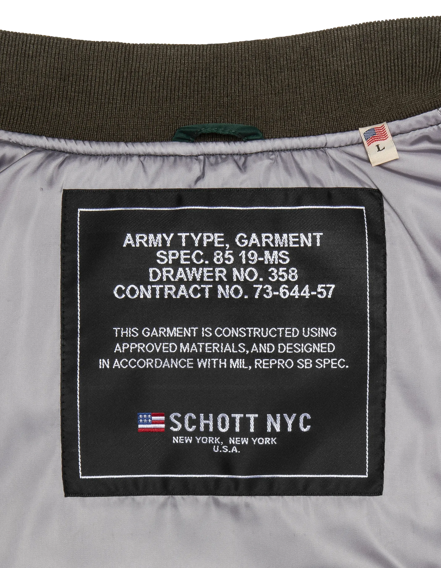 Bomber MA-1 lavé vert forêt en nylon recyclé, coupe confort